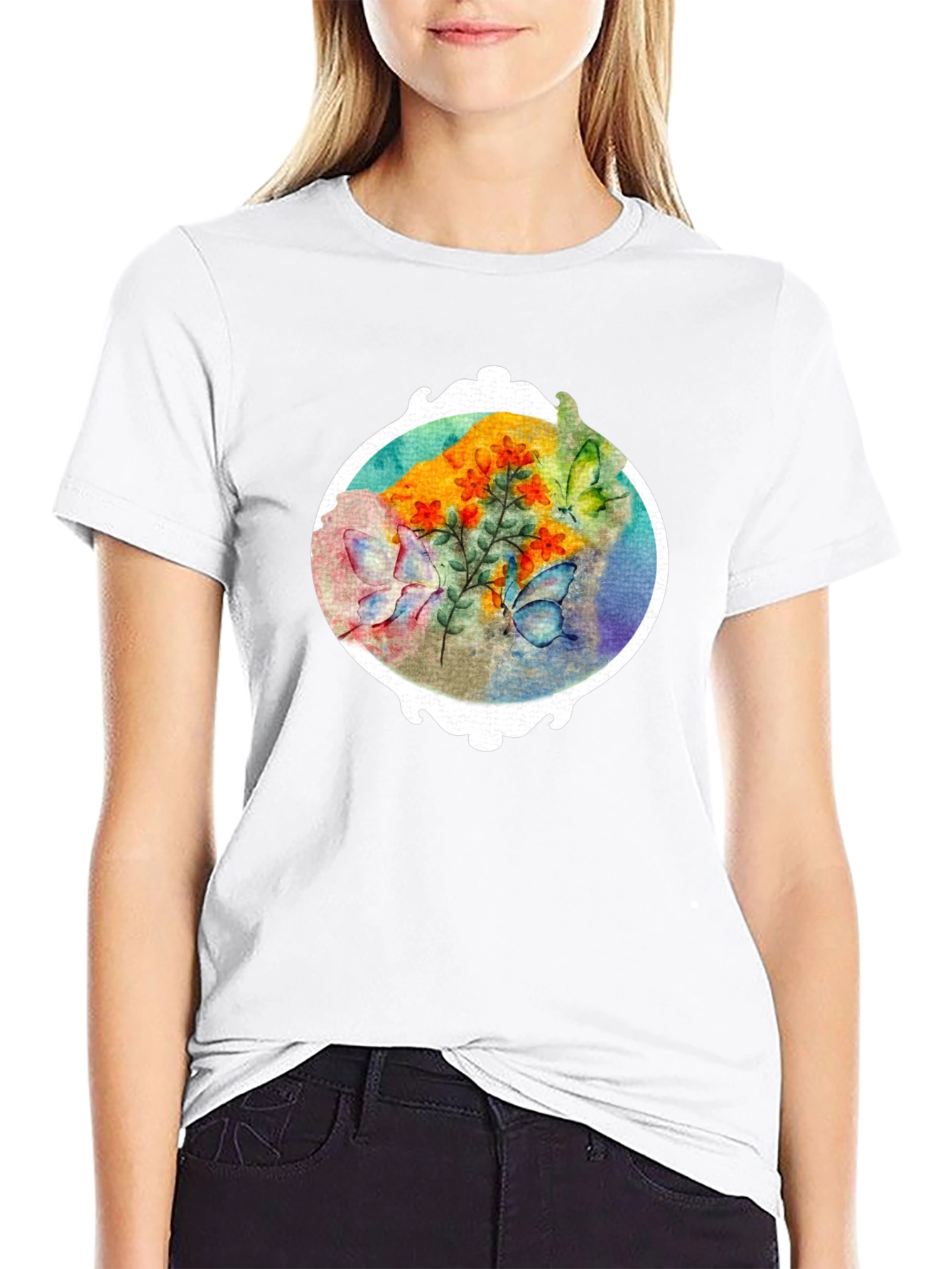 Floral Butterfly Graphic Tee - Stylish Mens T-Shirt