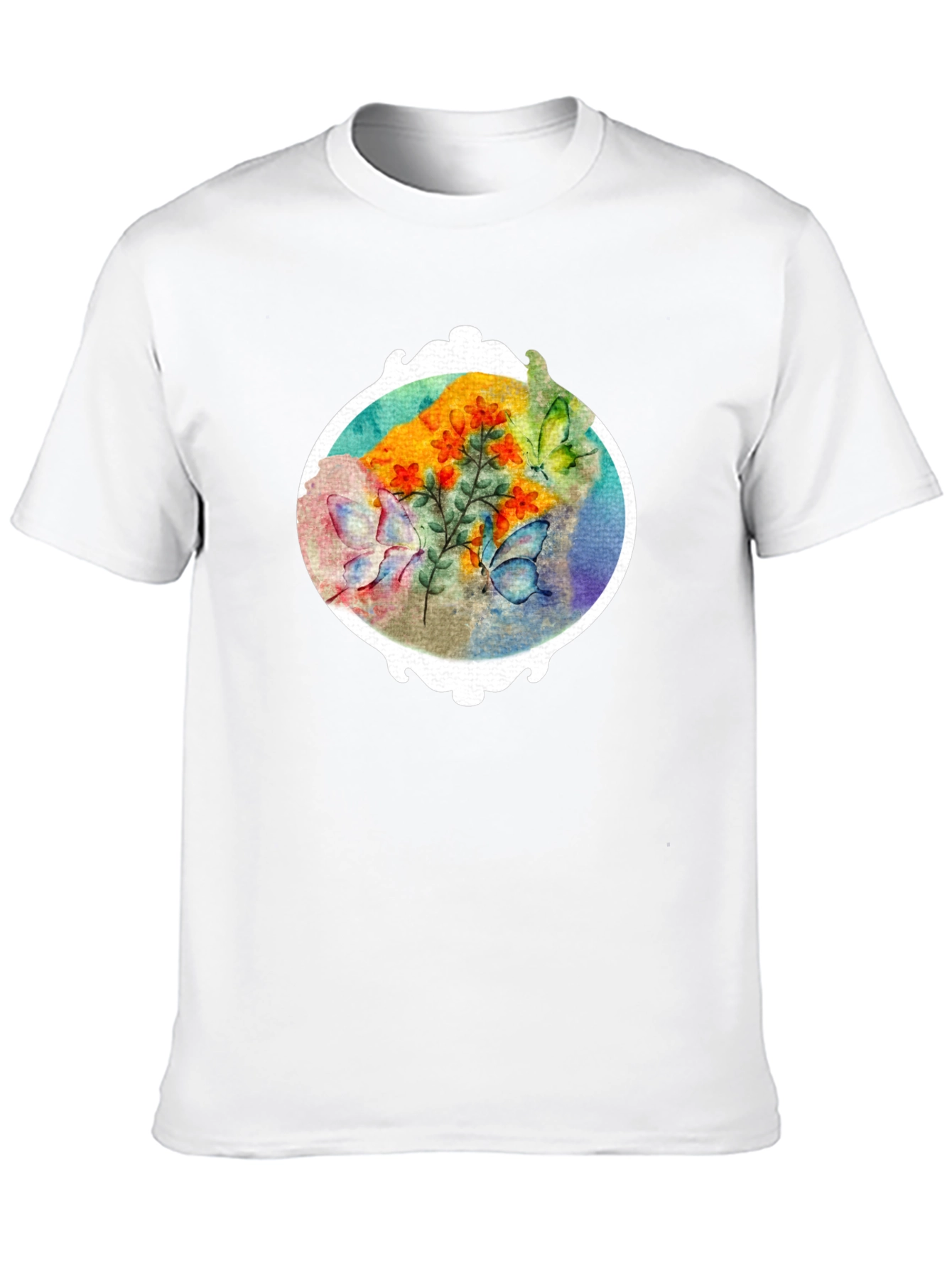 Floral Butterfly Graphic Tee - Stylish Mens T-Shirt