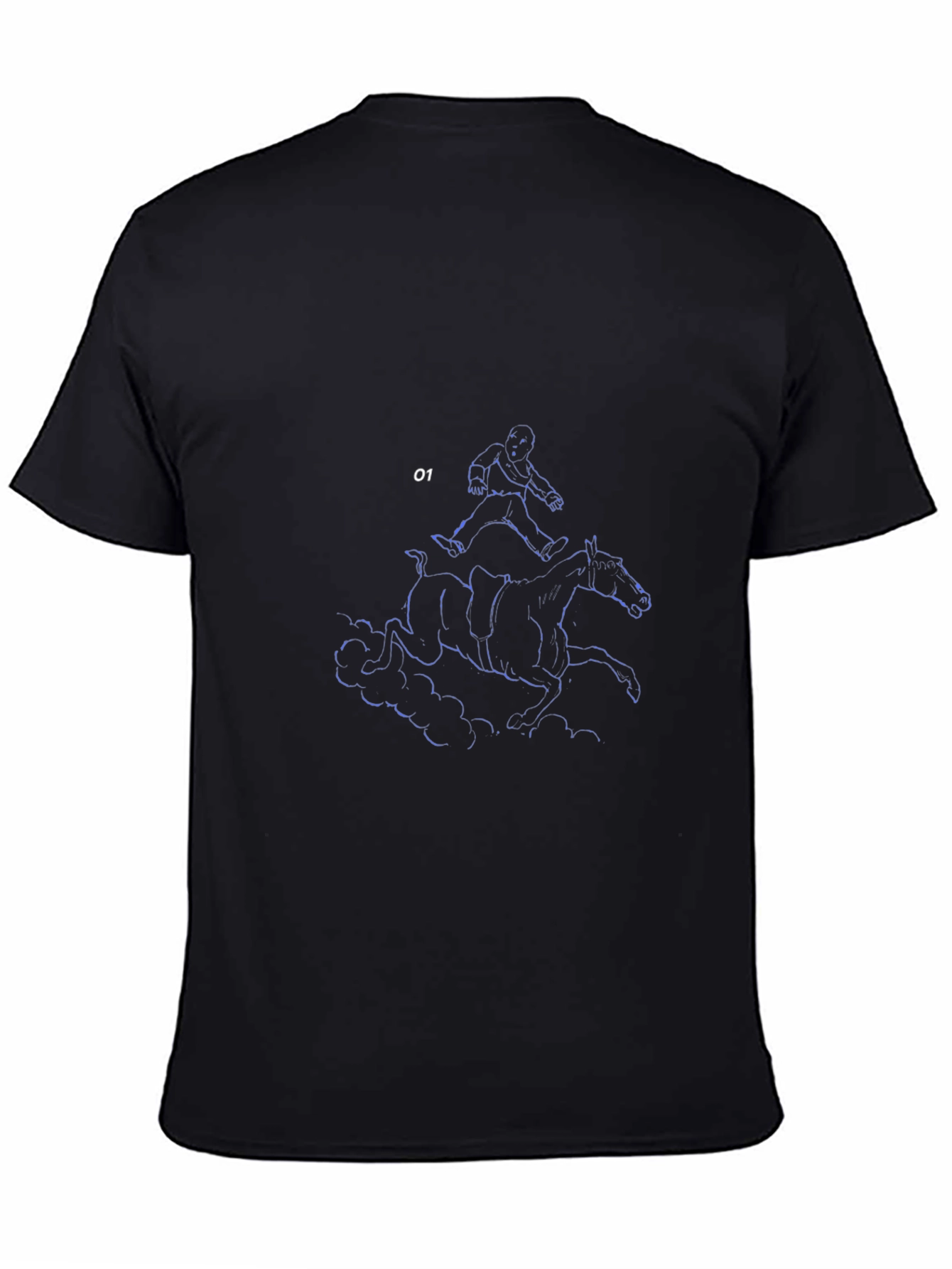 Black T-Shirt with Horse Rider Graphic