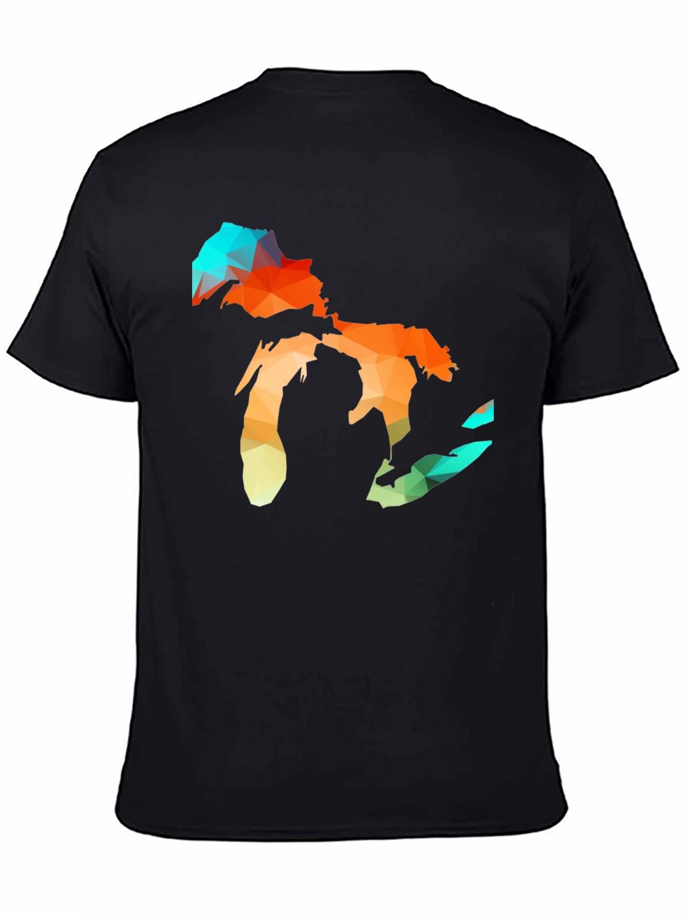 Geometric Great Lakes Black T-Shirt