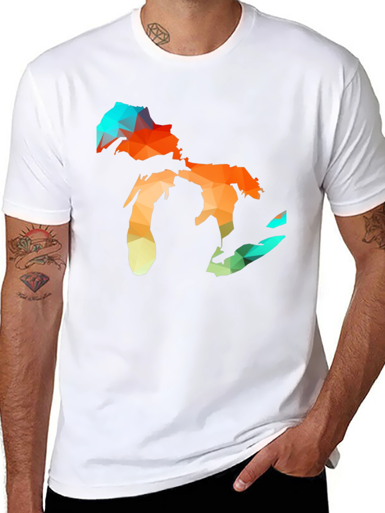 Geometric Great Lakes Black T-Shirt
