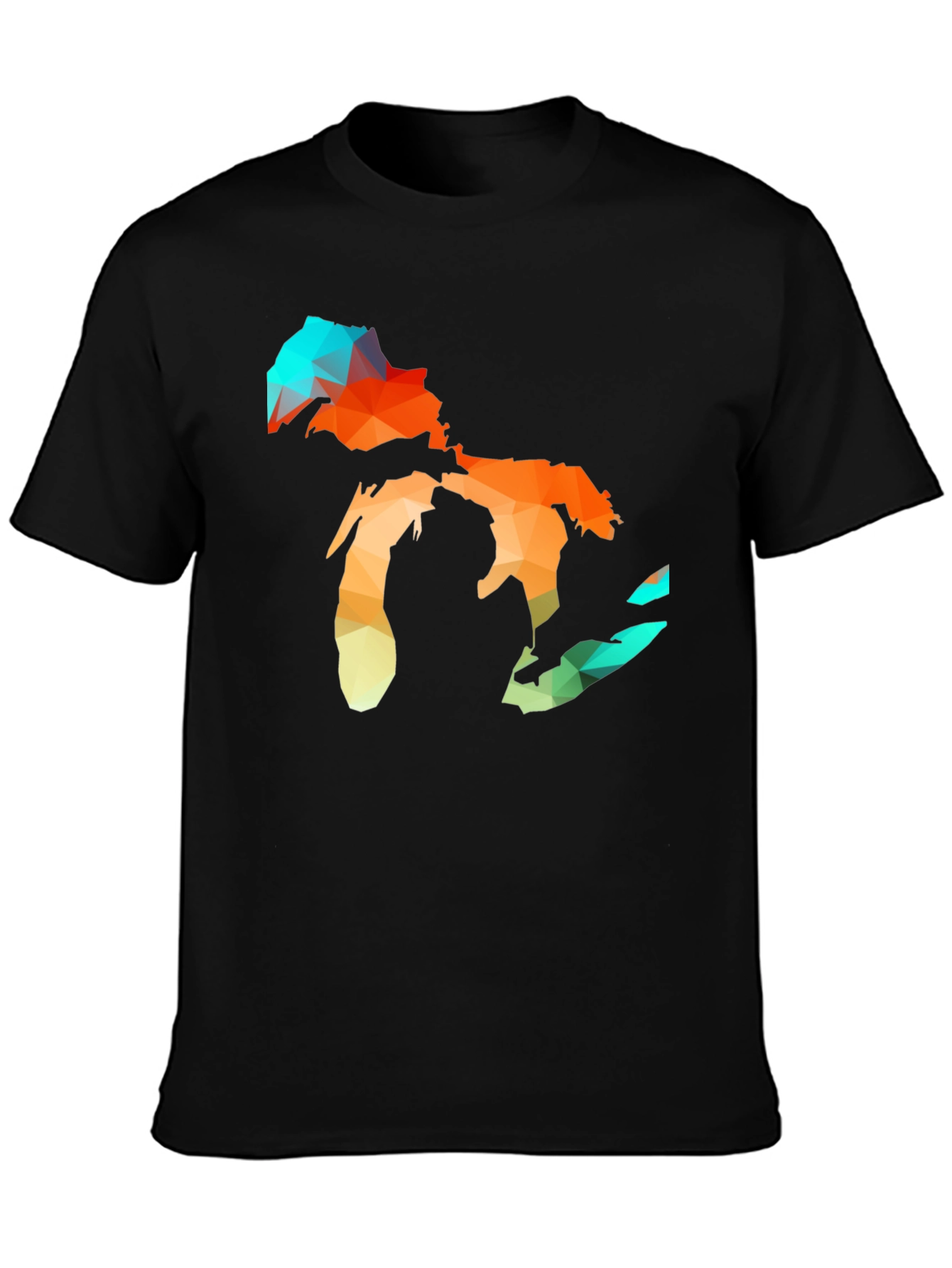 Geometric Great Lakes Black T-Shirt
