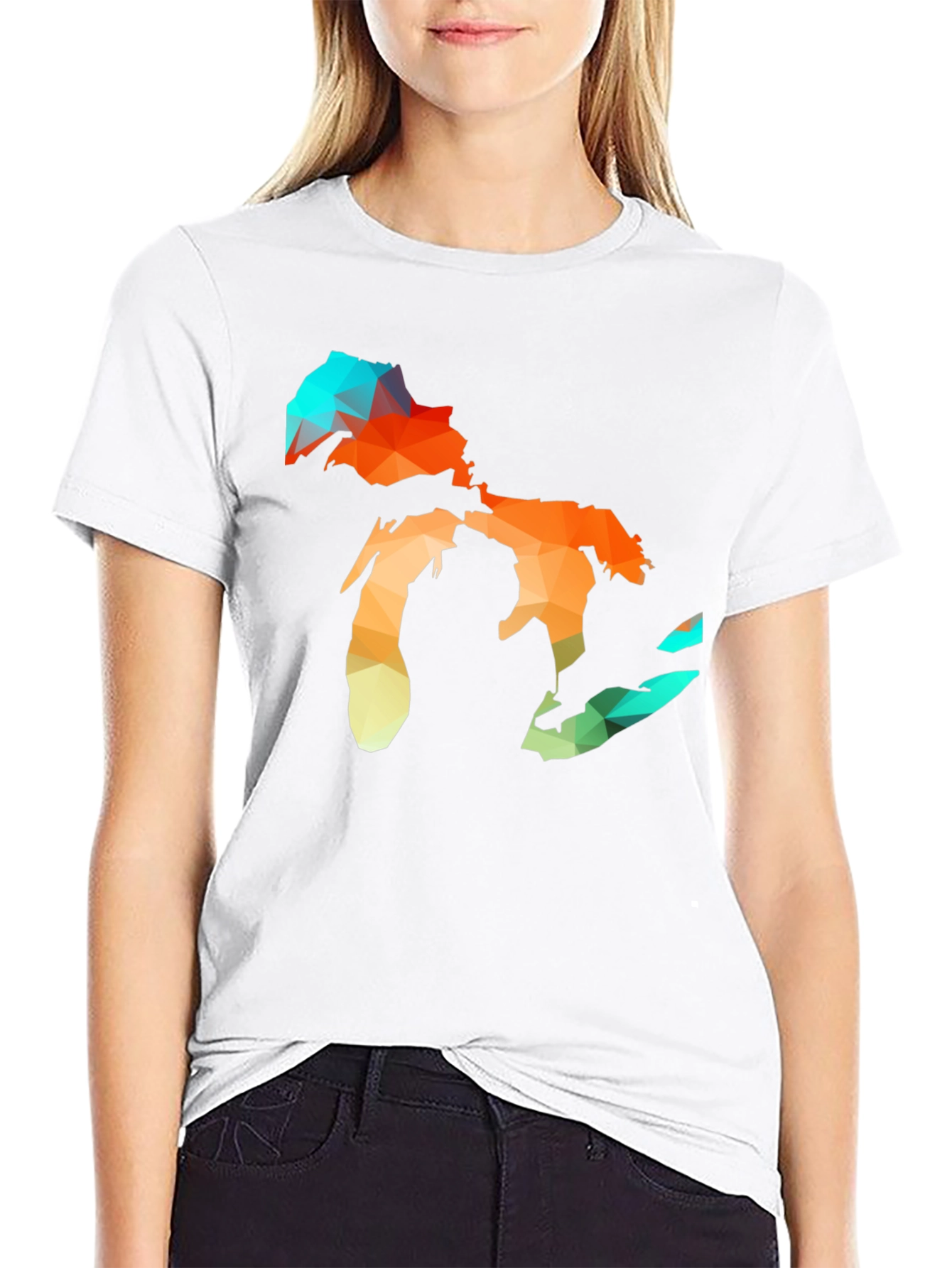 Geometric Great Lakes Black T-Shirt