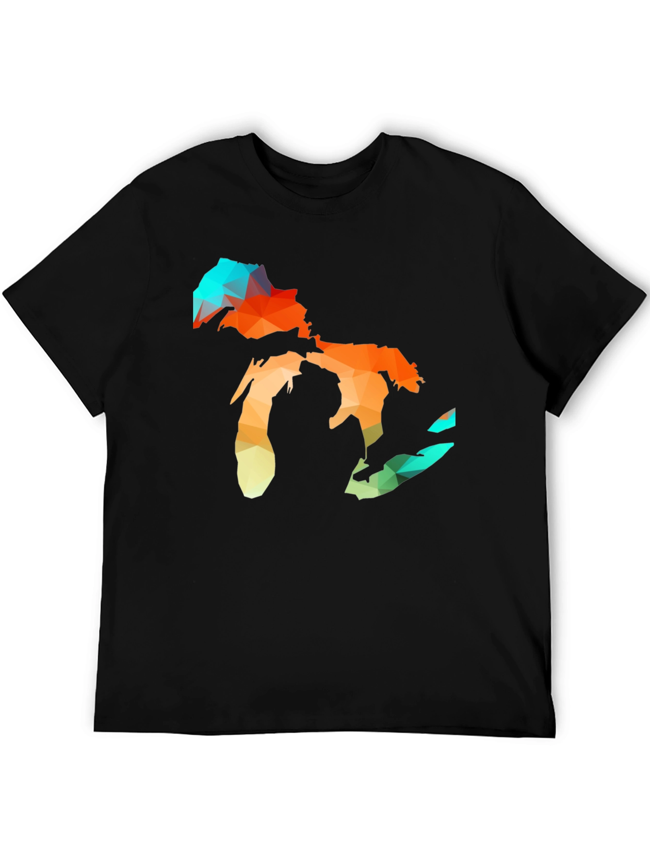 Geometric Great Lakes Black T-Shirt