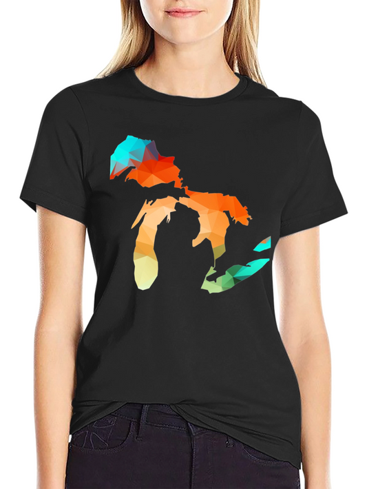 Geometric Great Lakes Black T-Shirt