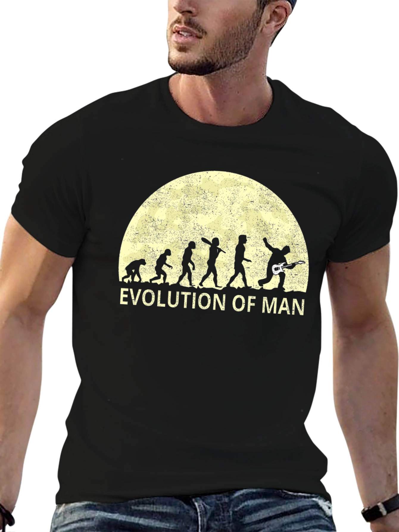 Evolution of Man Guitar T-Shirt