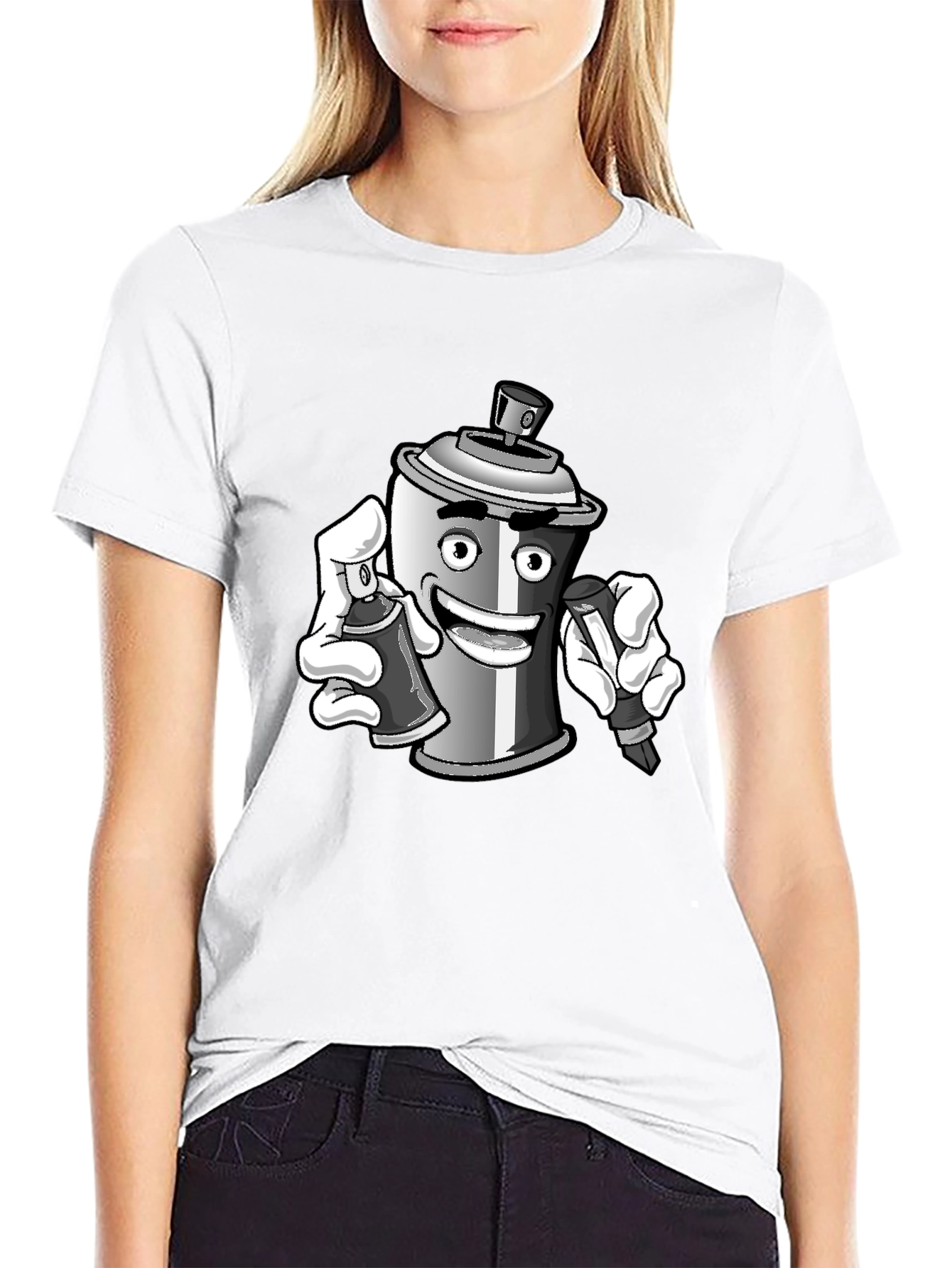 Cartoon Spray Paint T-Shirt - Graffiti Artist Style