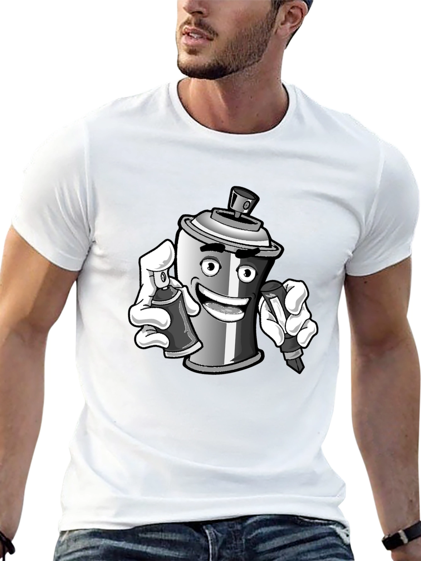 Cartoon Spray Paint T-Shirt - Graffiti Artist Style