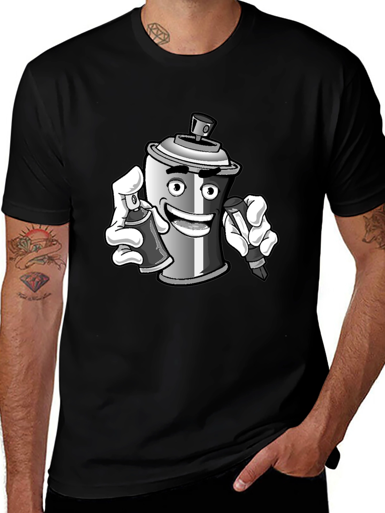 Cartoon Spray Paint T-Shirt - Graffiti Artist Style