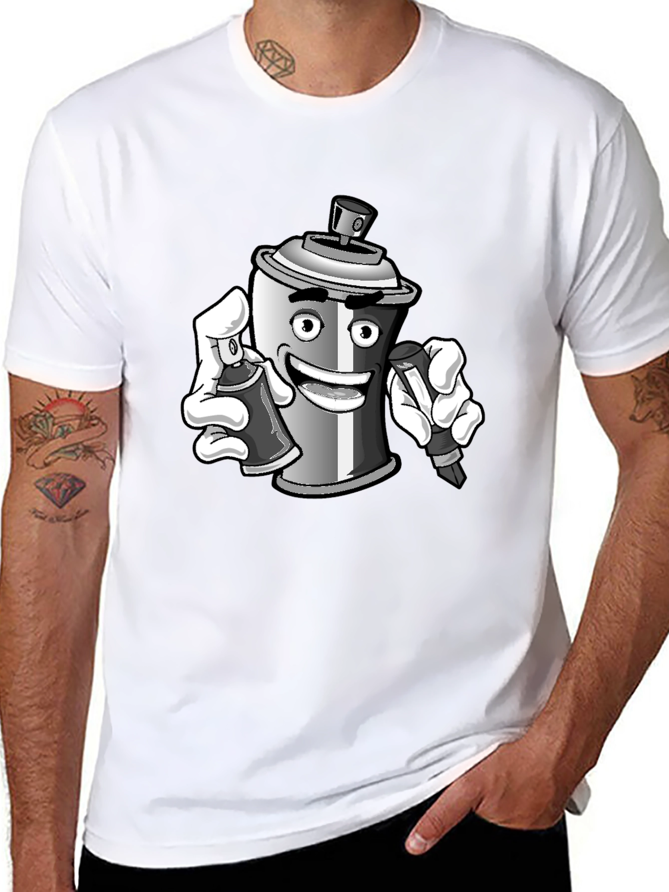 Cartoon Spray Paint T-Shirt - Graffiti Artist Style