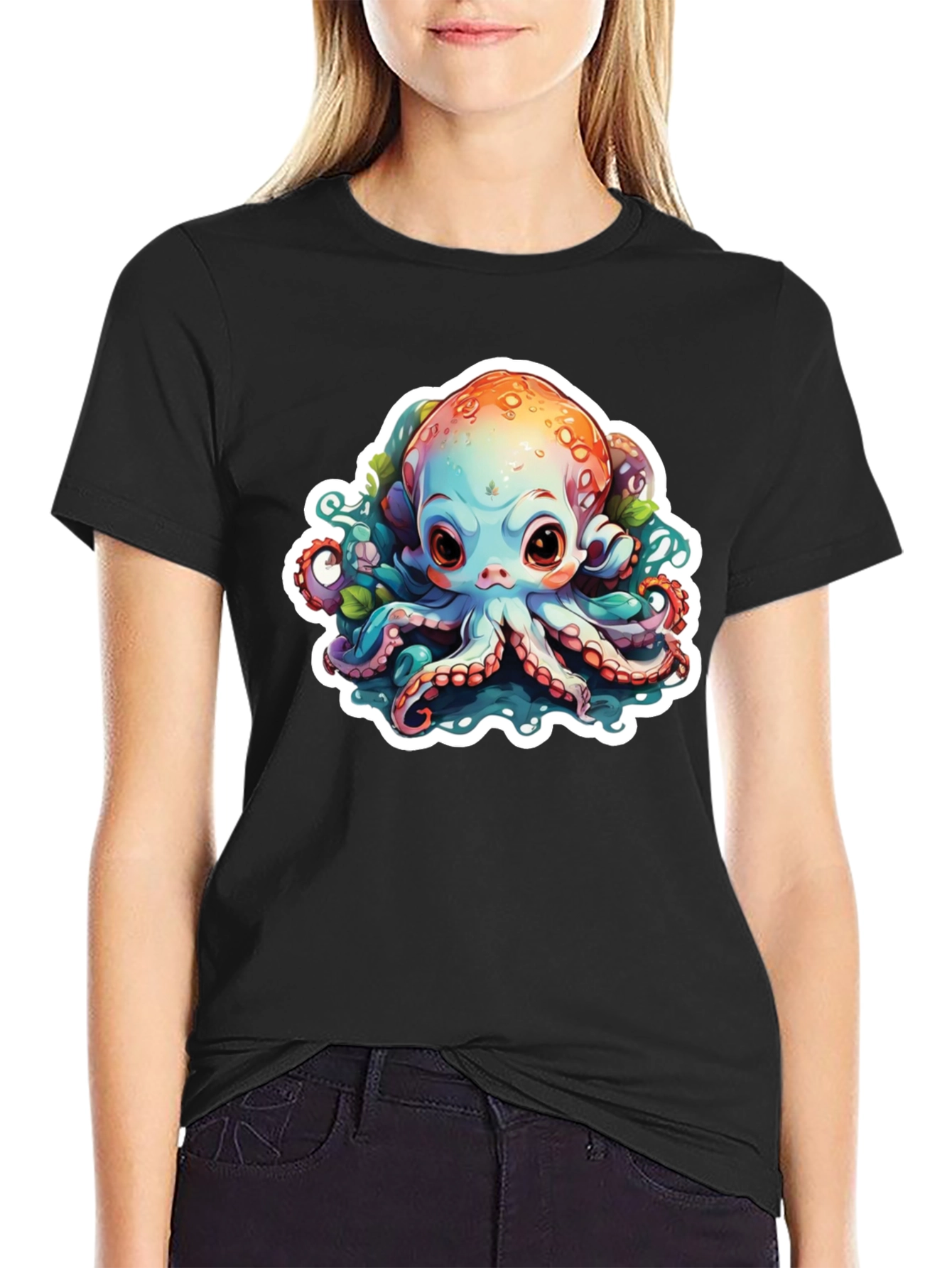 Cute Octopus Graphic T-Shirt - Unisex Black Tee
