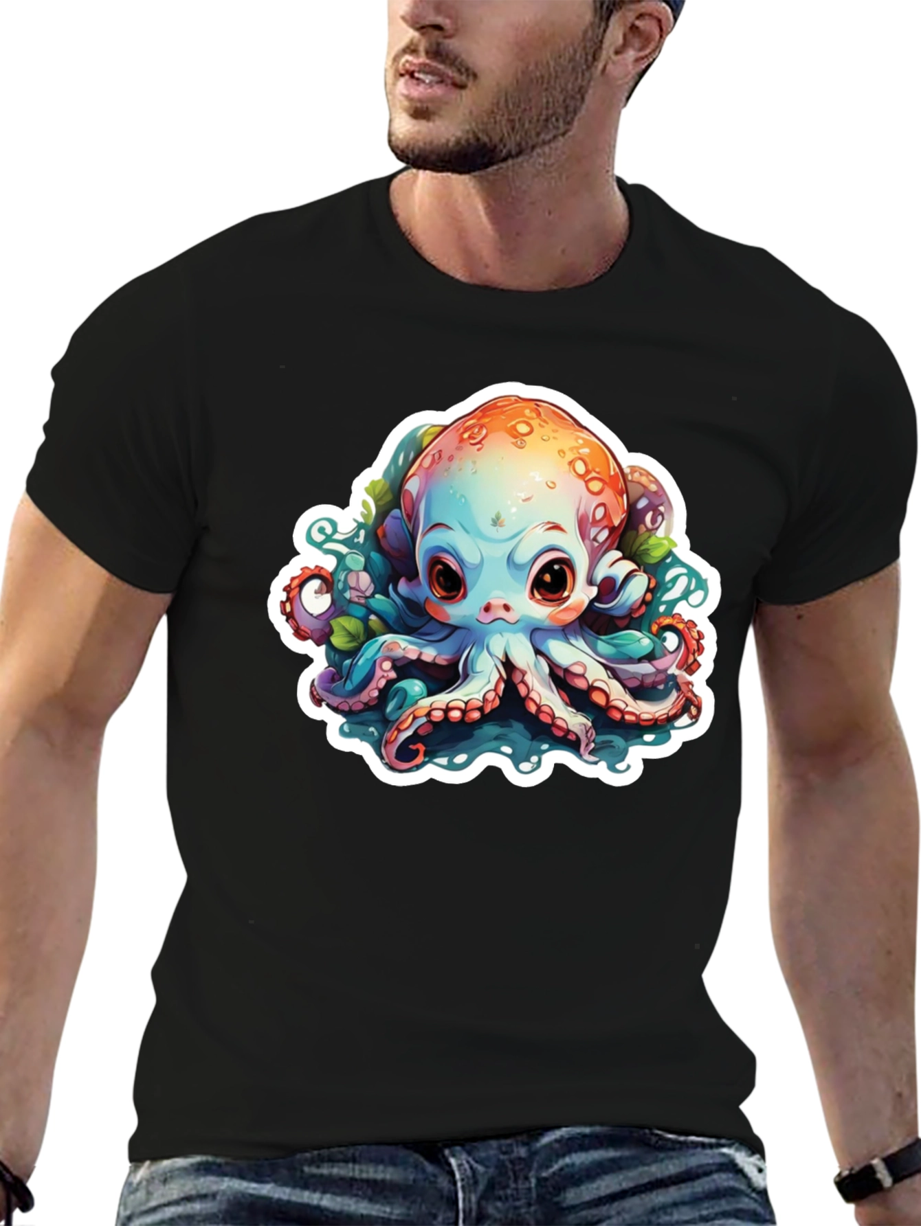 Cute Octopus Graphic T-Shirt - Unisex Black Tee