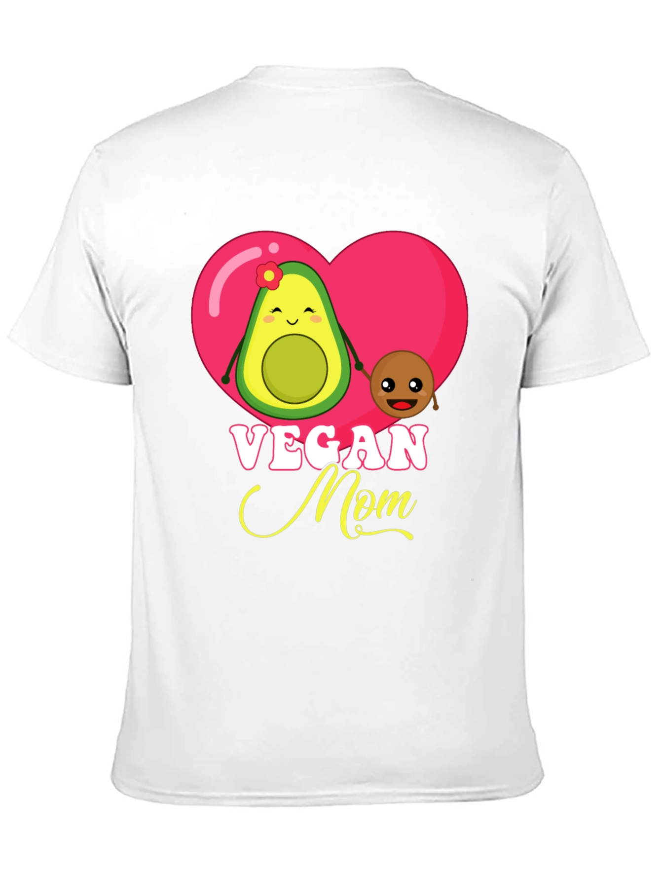 Vegan Mom Graphic T-Shirt Cute Avocado and Pit Design