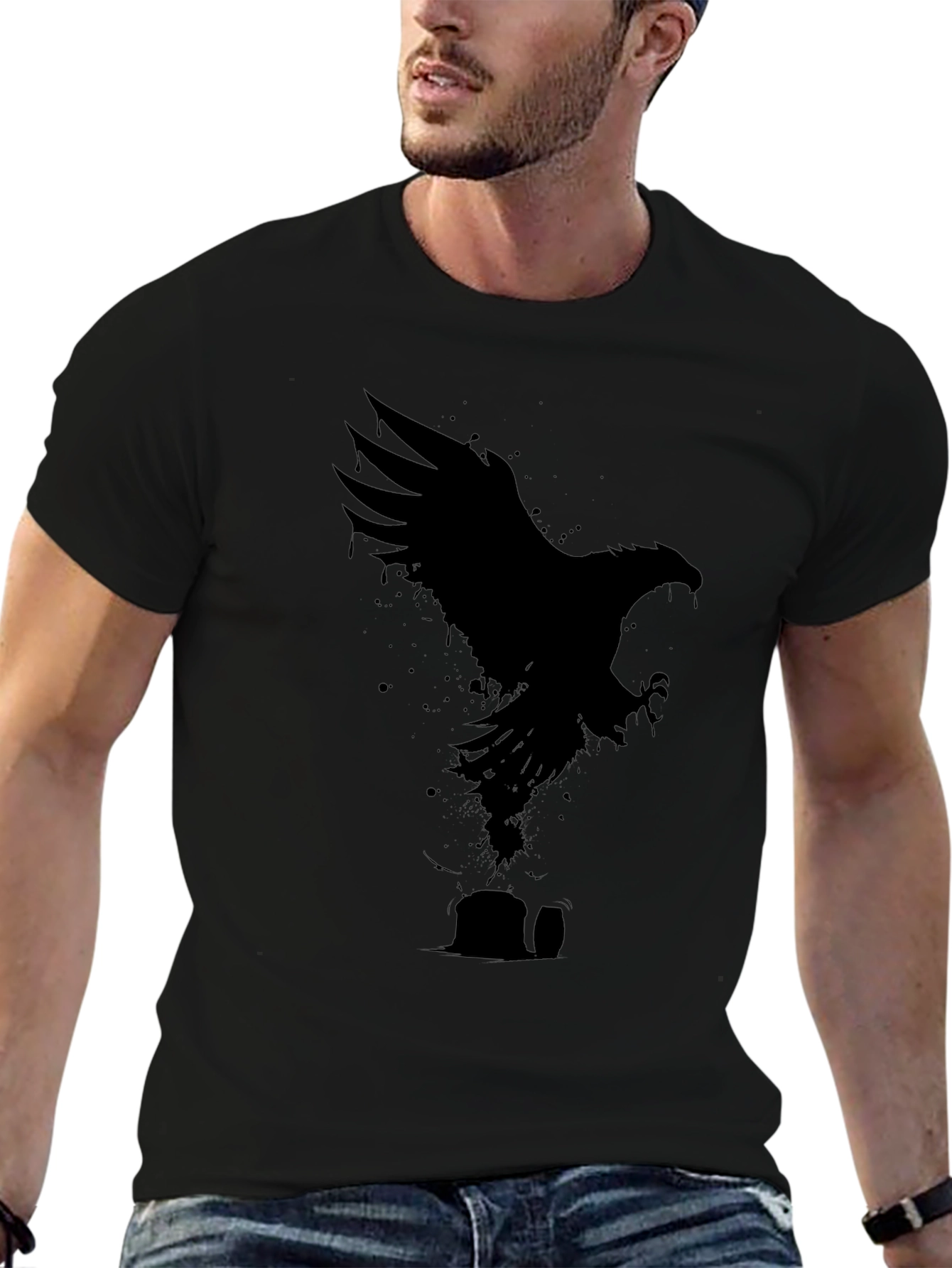 Eagle Silhouette Graphic Black T-Shirt