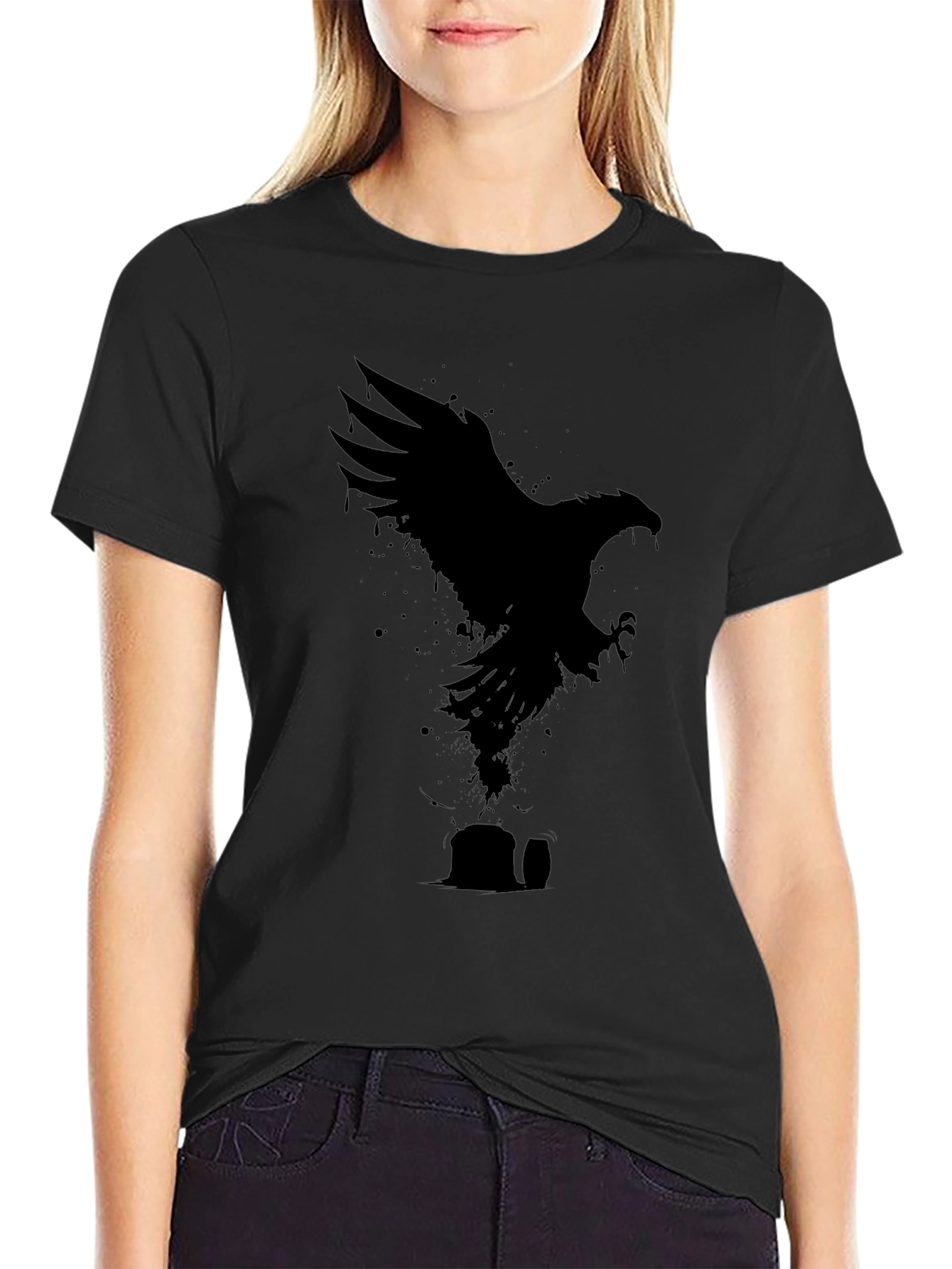 Eagle Silhouette Graphic Black T-Shirt