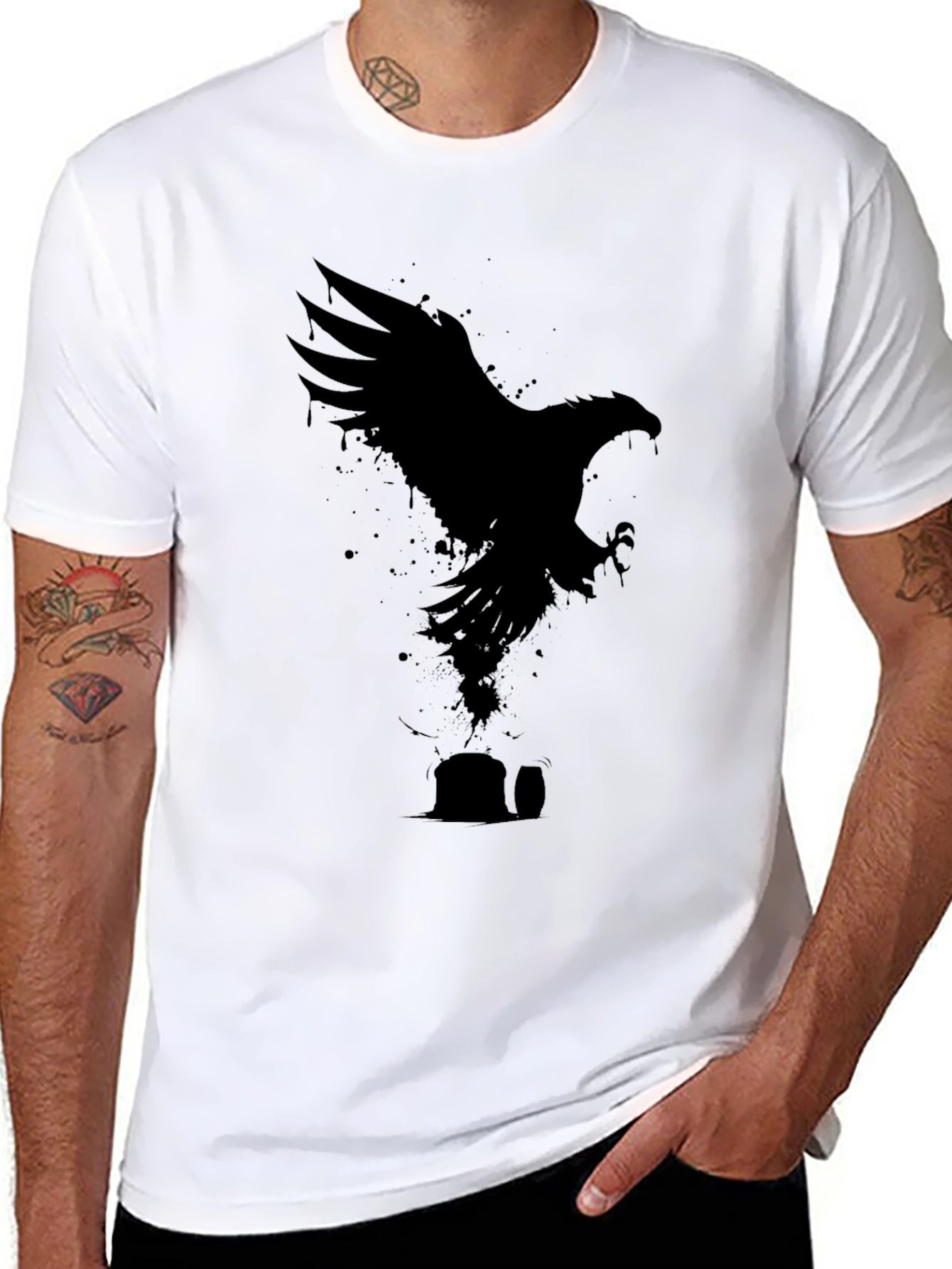 Eagle Silhouette Graphic Black T-Shirt