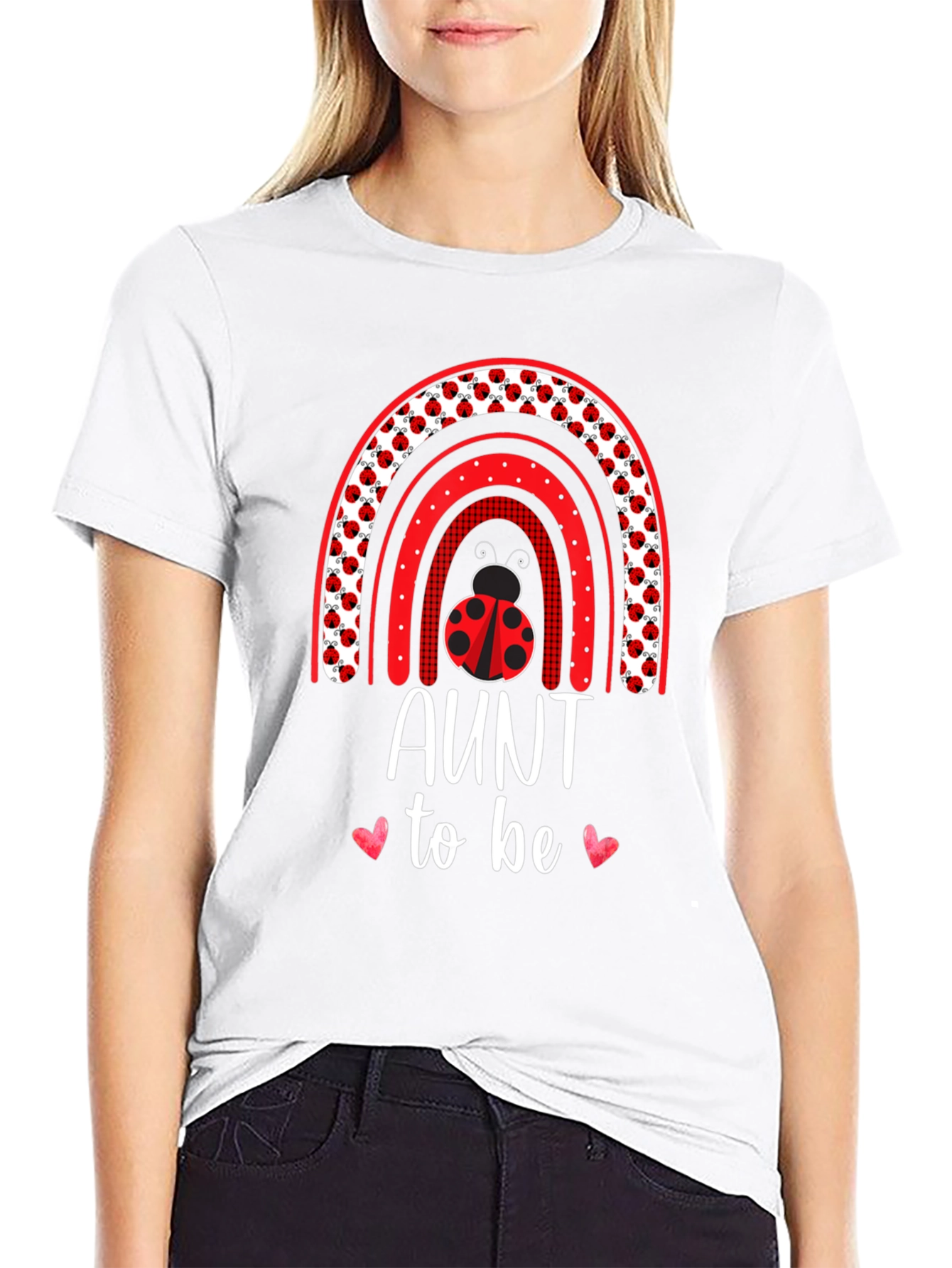 Aunt to Be Ladybug Rainbow T-Shirt