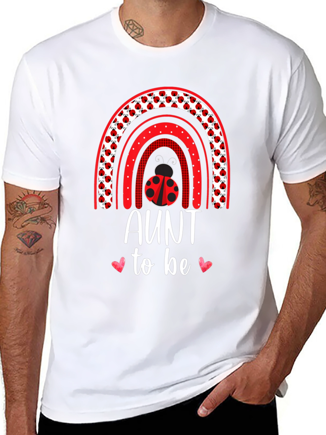 Aunt to Be Ladybug Rainbow T-Shirt