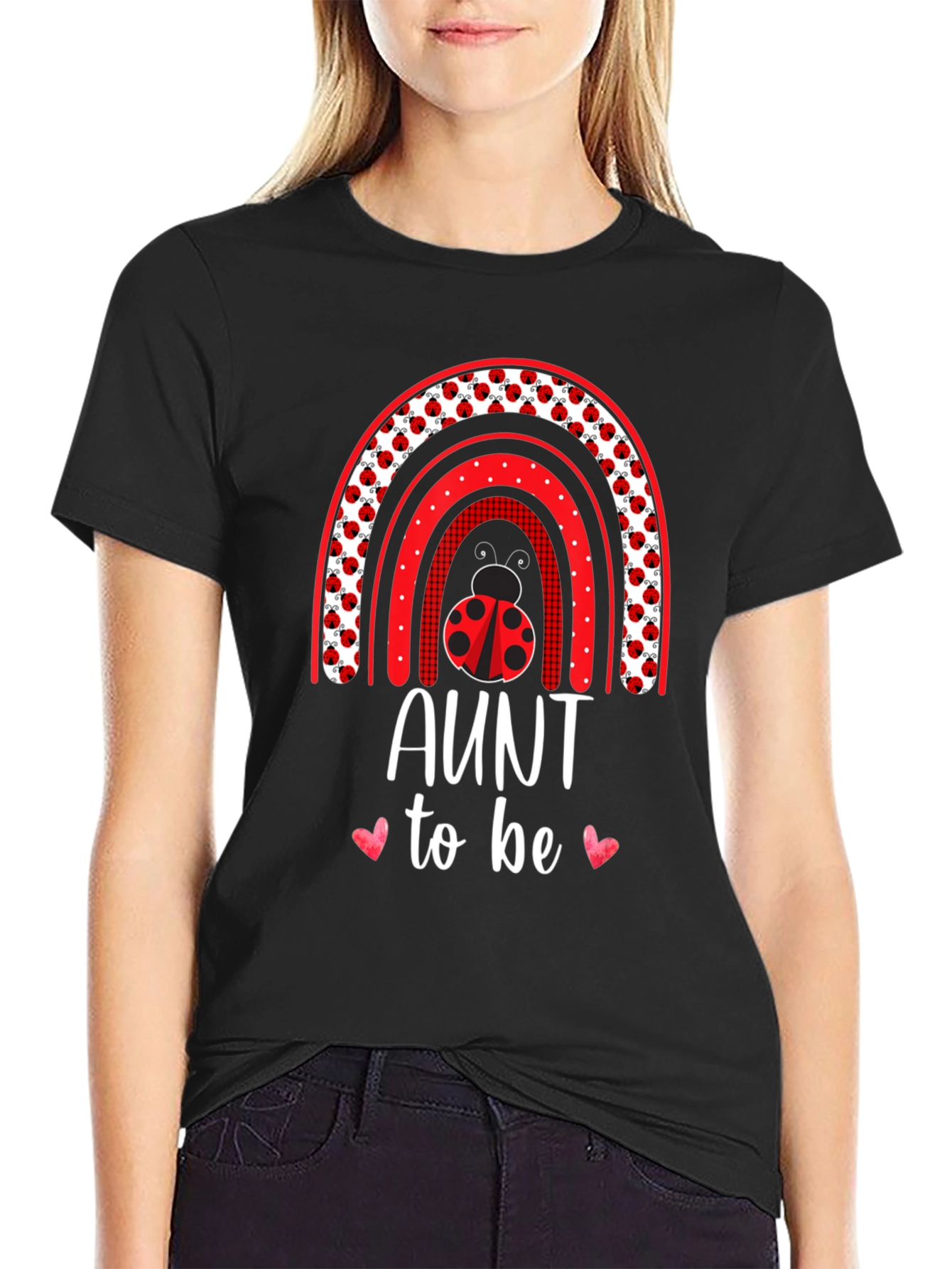 Aunt to Be Ladybug Rainbow T-Shirt