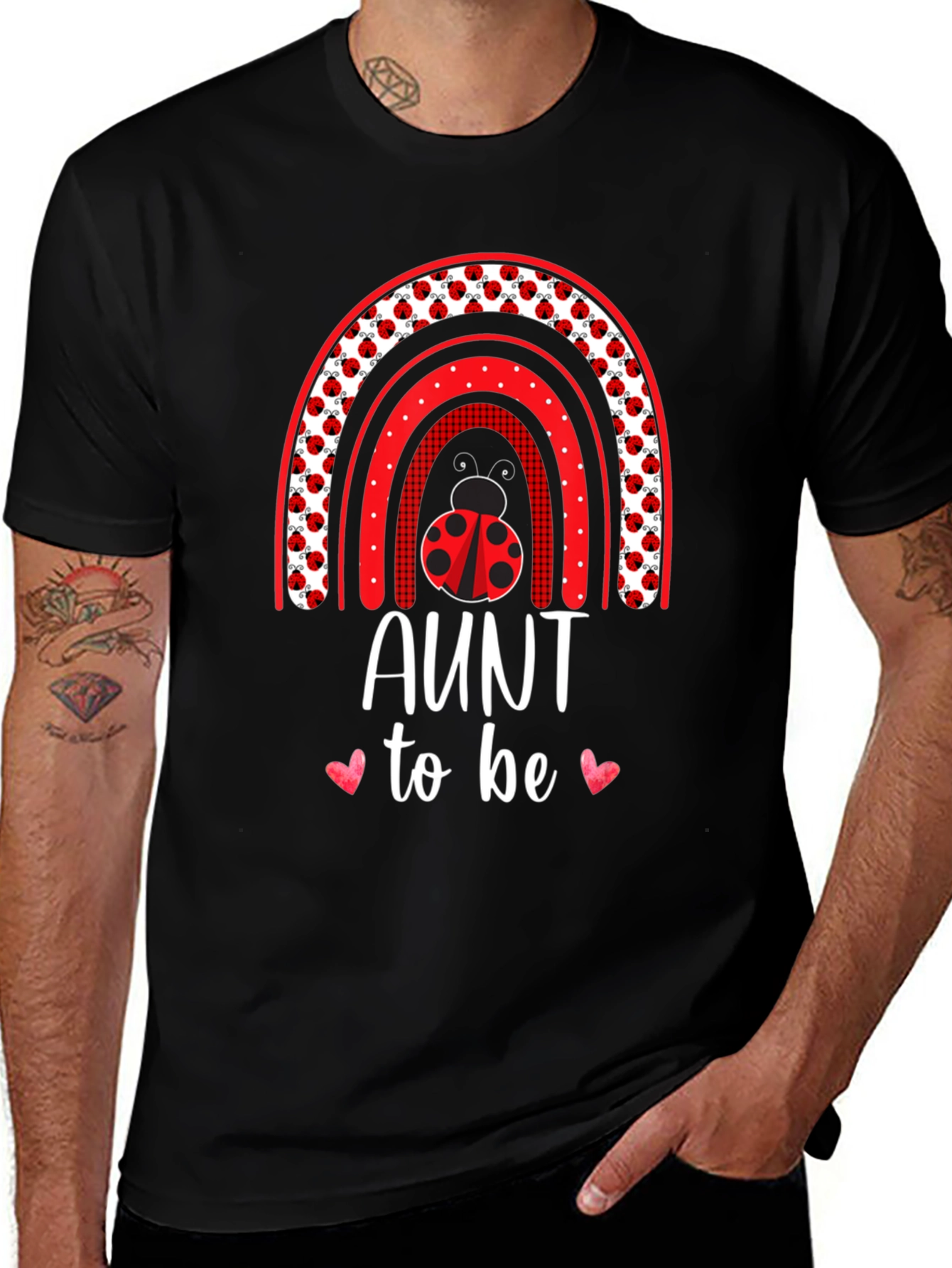 Aunt to Be Ladybug Rainbow T-Shirt