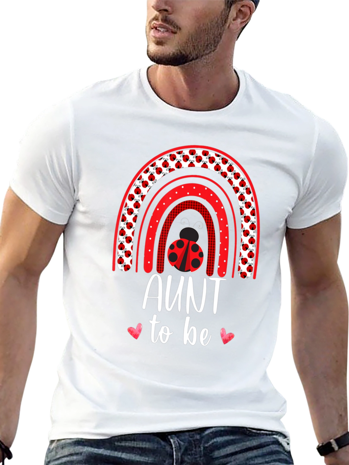 Aunt to Be Ladybug Rainbow T-Shirt