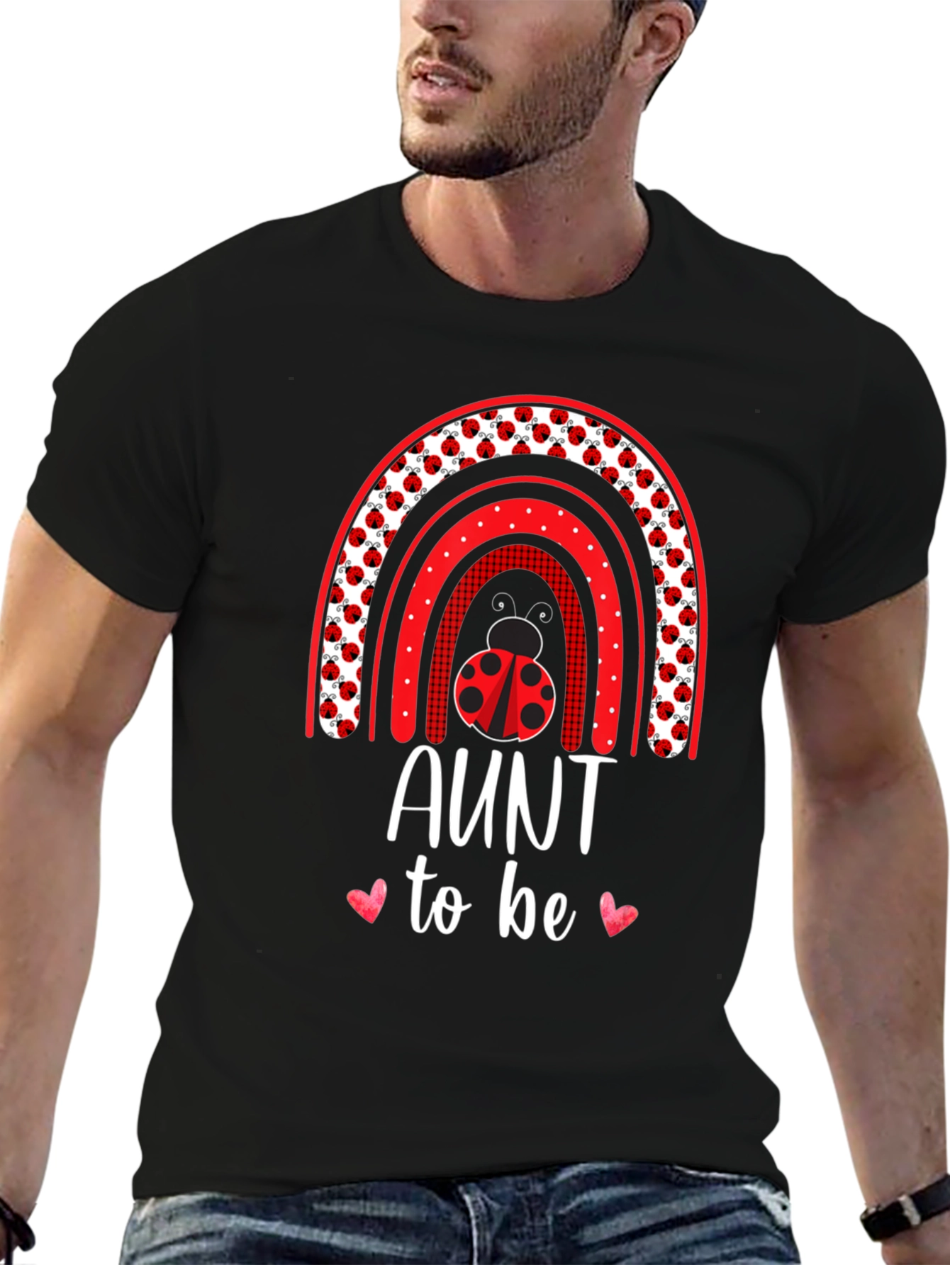 Aunt to Be Ladybug Rainbow T-Shirt