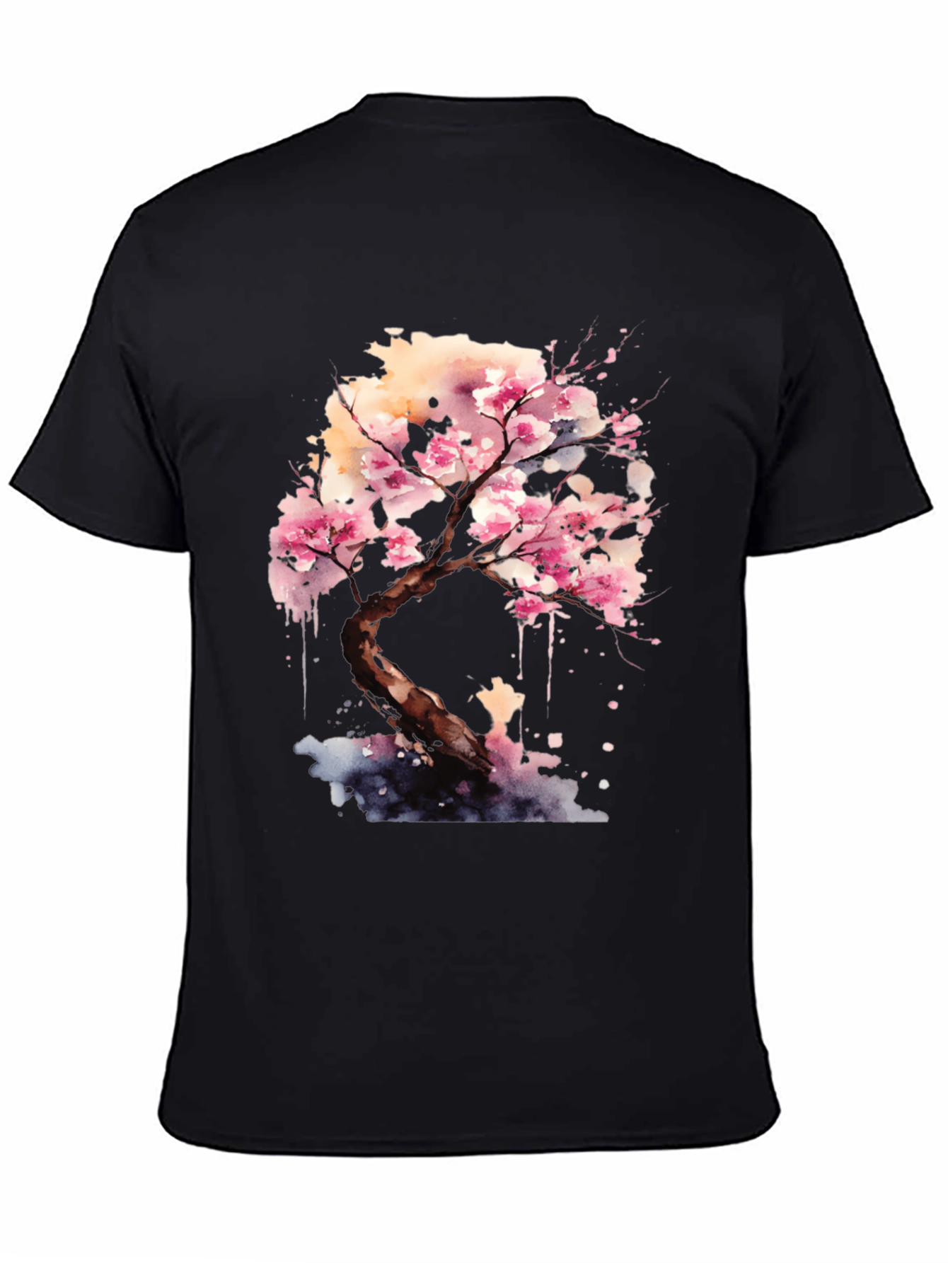 Cherry Blossom Tree Graphic Black T-Shirt