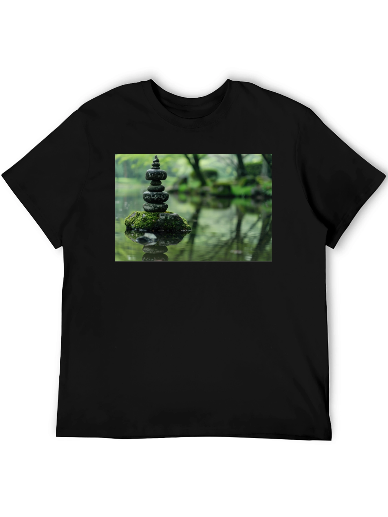 Zen Garden Rocks Graphic Tee - Peaceful Stacked Stones