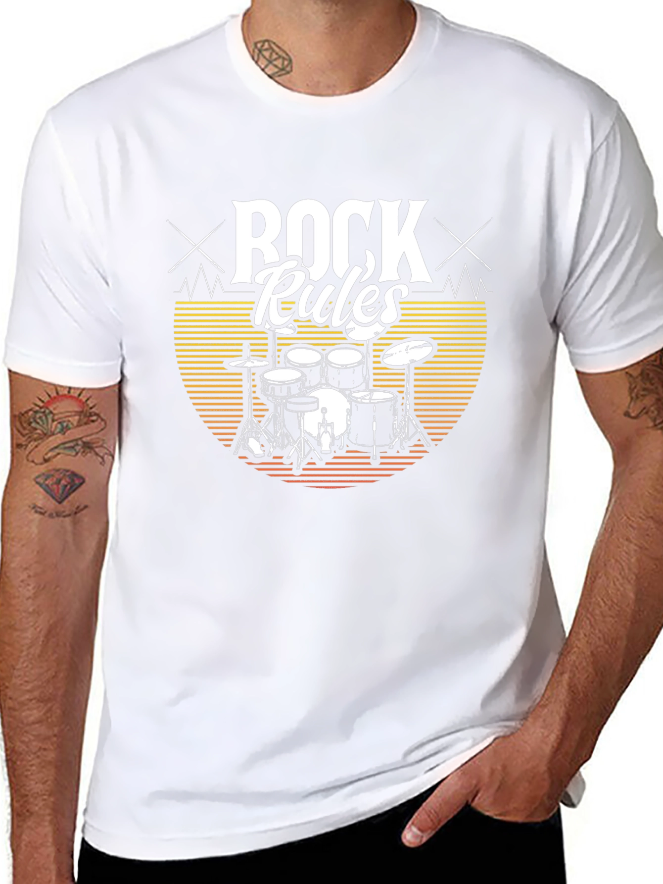 Rock Rules Drum Set T-Shirt - Music Lovers Tee