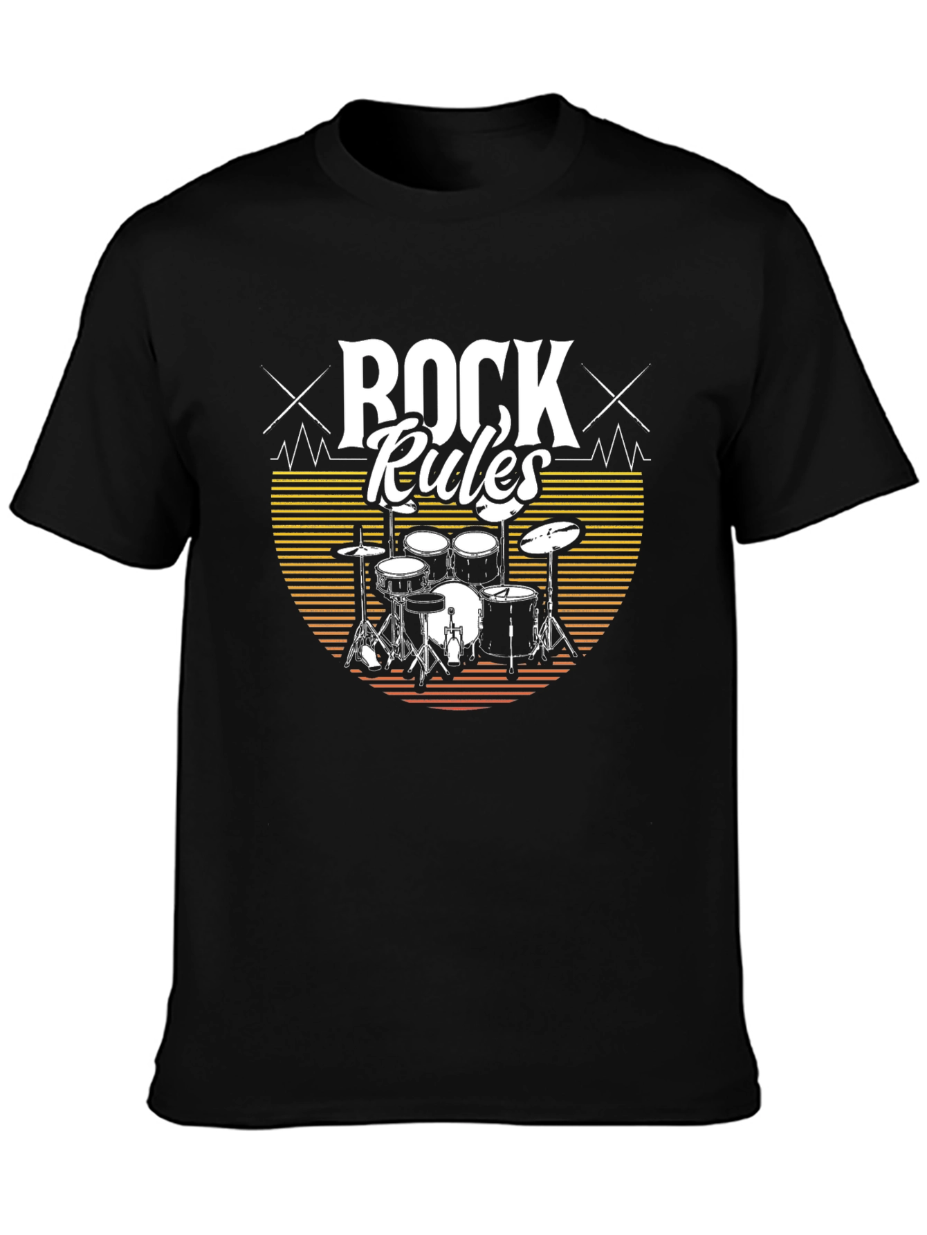 Rock Rules Drum Set T-Shirt - Music Lovers Tee