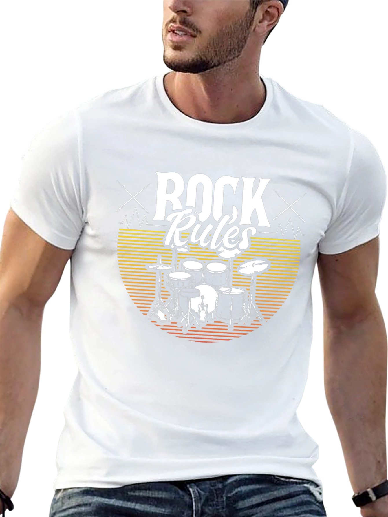 Rock Rules Drum Set T-Shirt - Music Lovers Tee