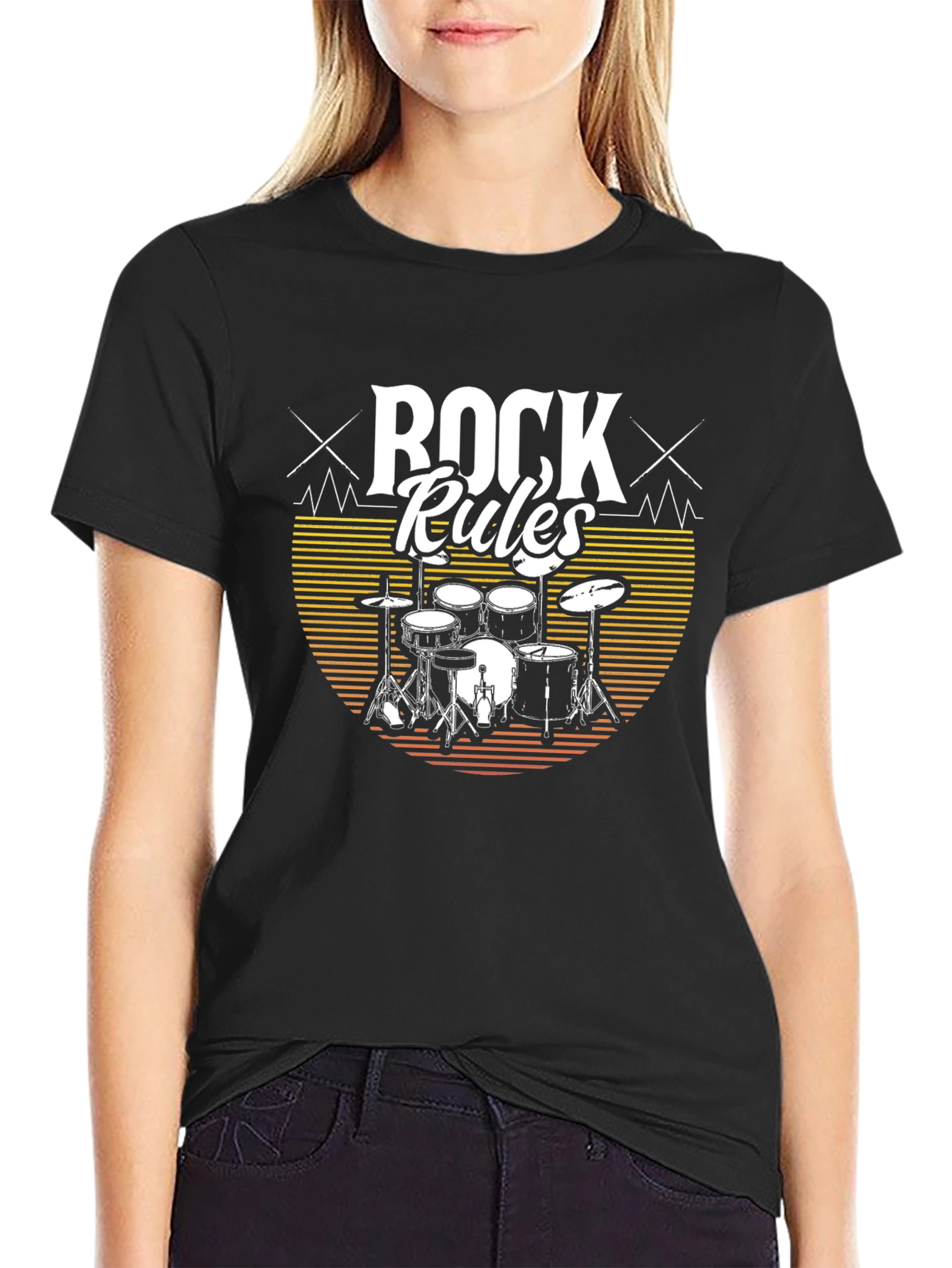 Rock Rules Drum Set T-Shirt - Music Lovers Tee
