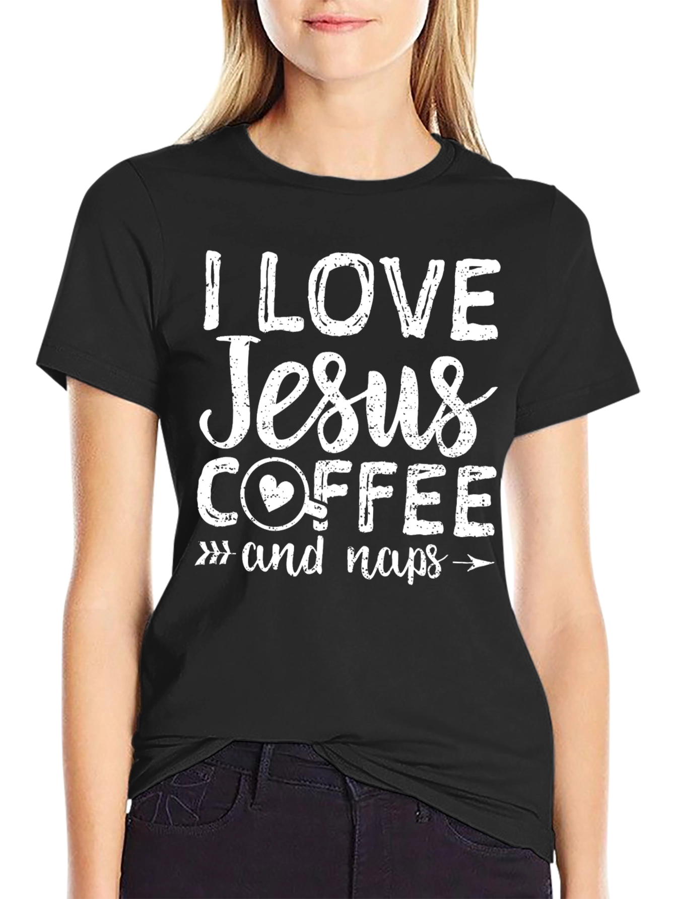I Love Jesus Coffee and Naps Black T-Shirt