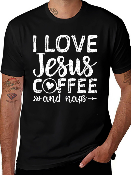 I Love Jesus Coffee and Naps Black T-Shirt