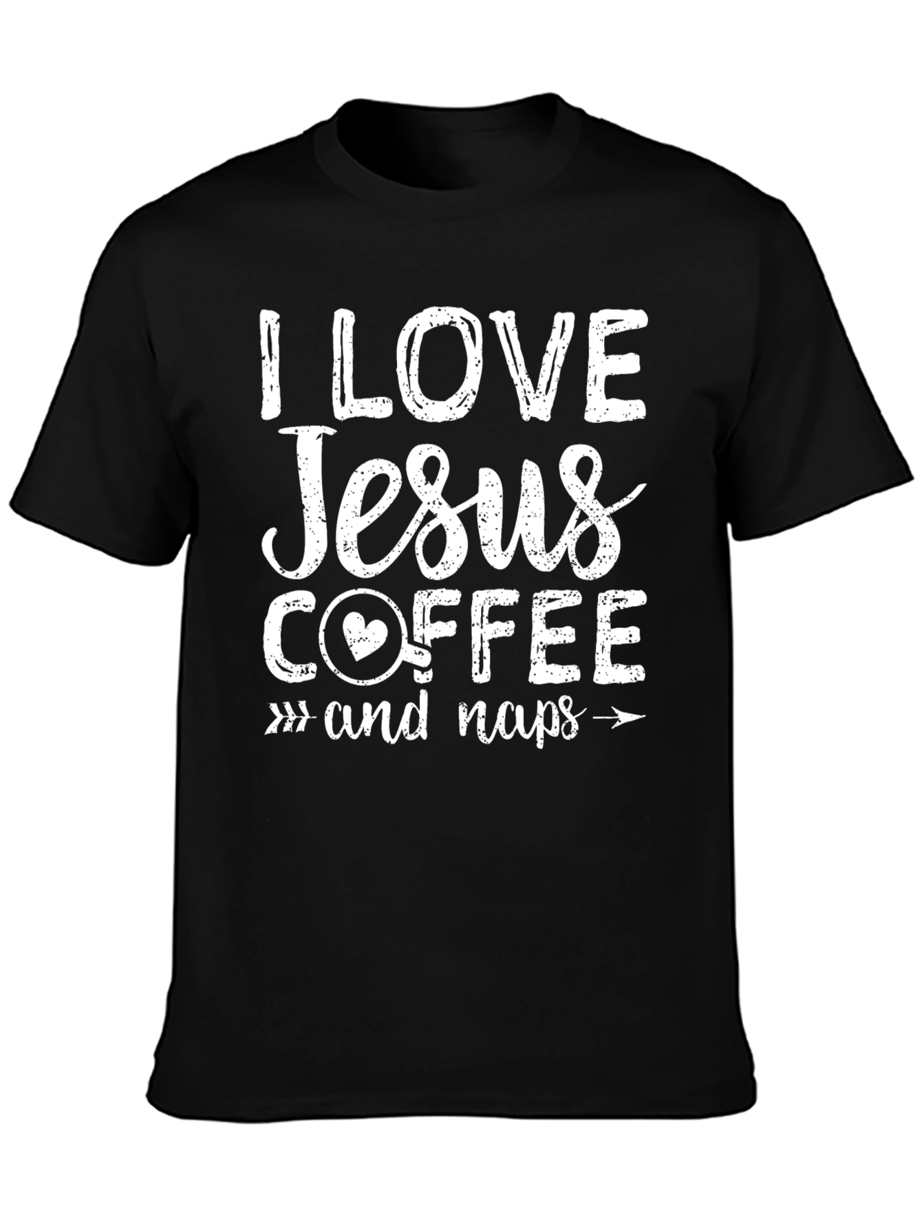I Love Jesus Coffee and Naps Black T-Shirt
