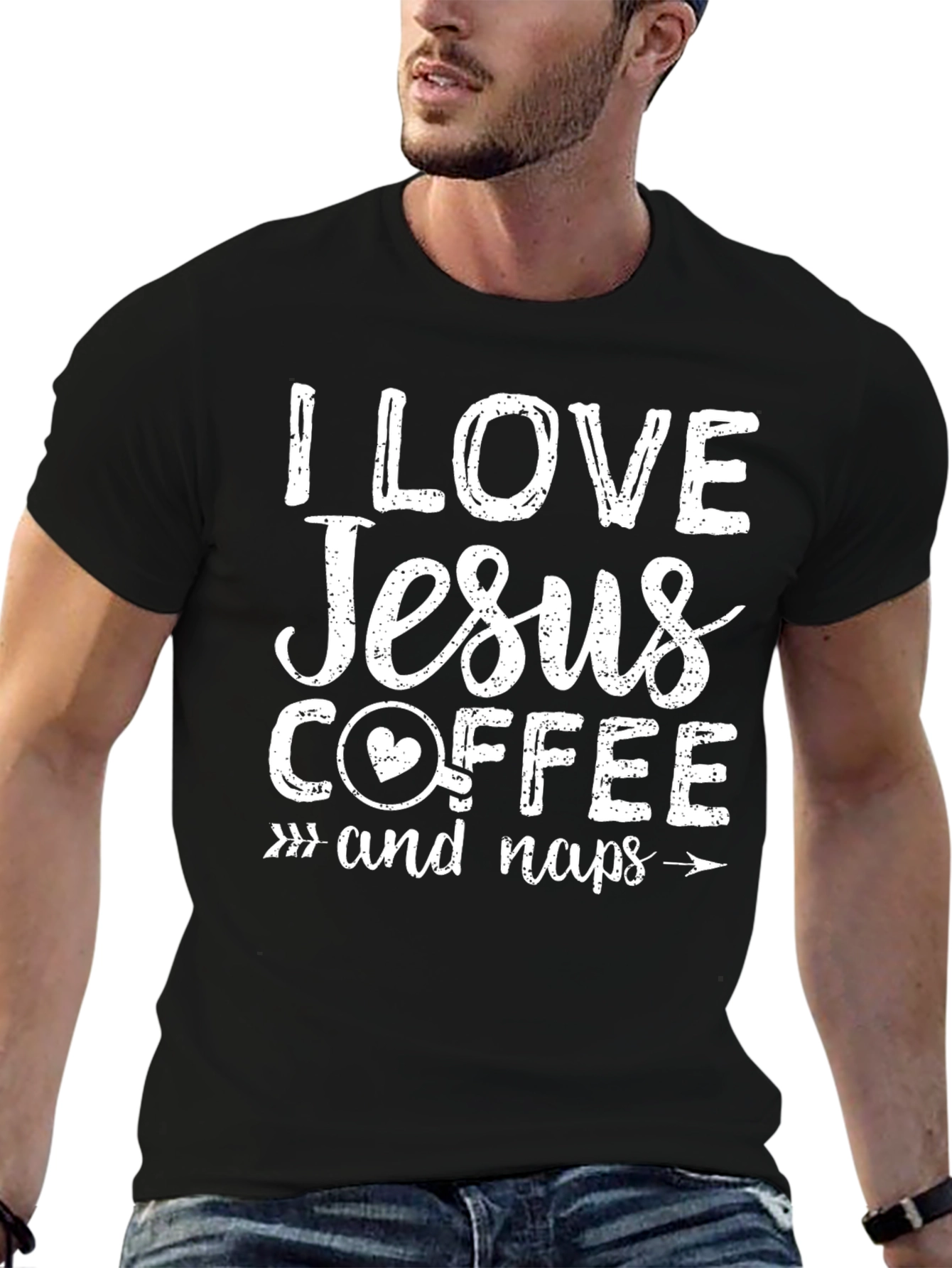 I Love Jesus Coffee and Naps Black T-Shirt