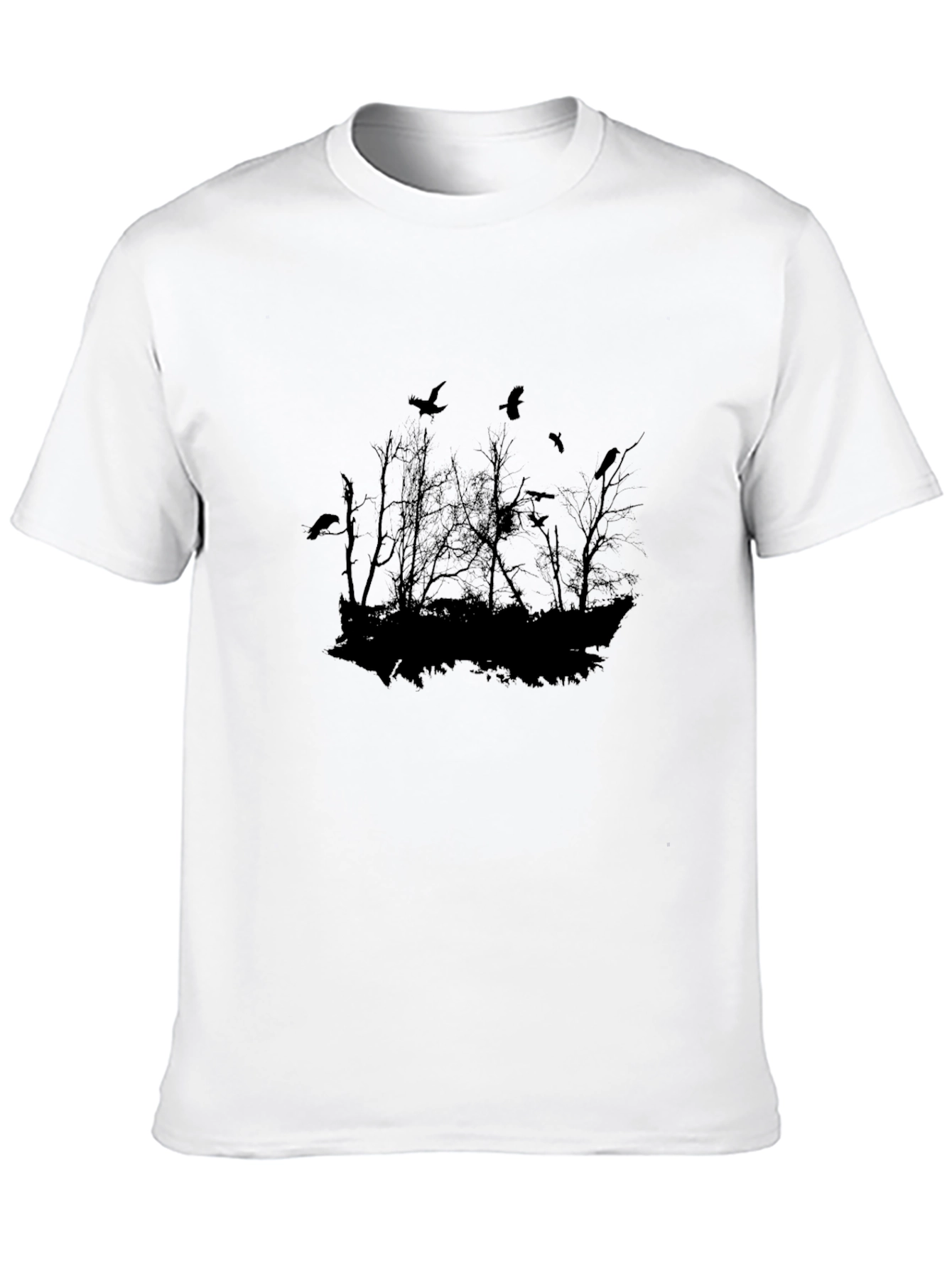 Raven Silhouette Graphic Tee - Dark Forest Design