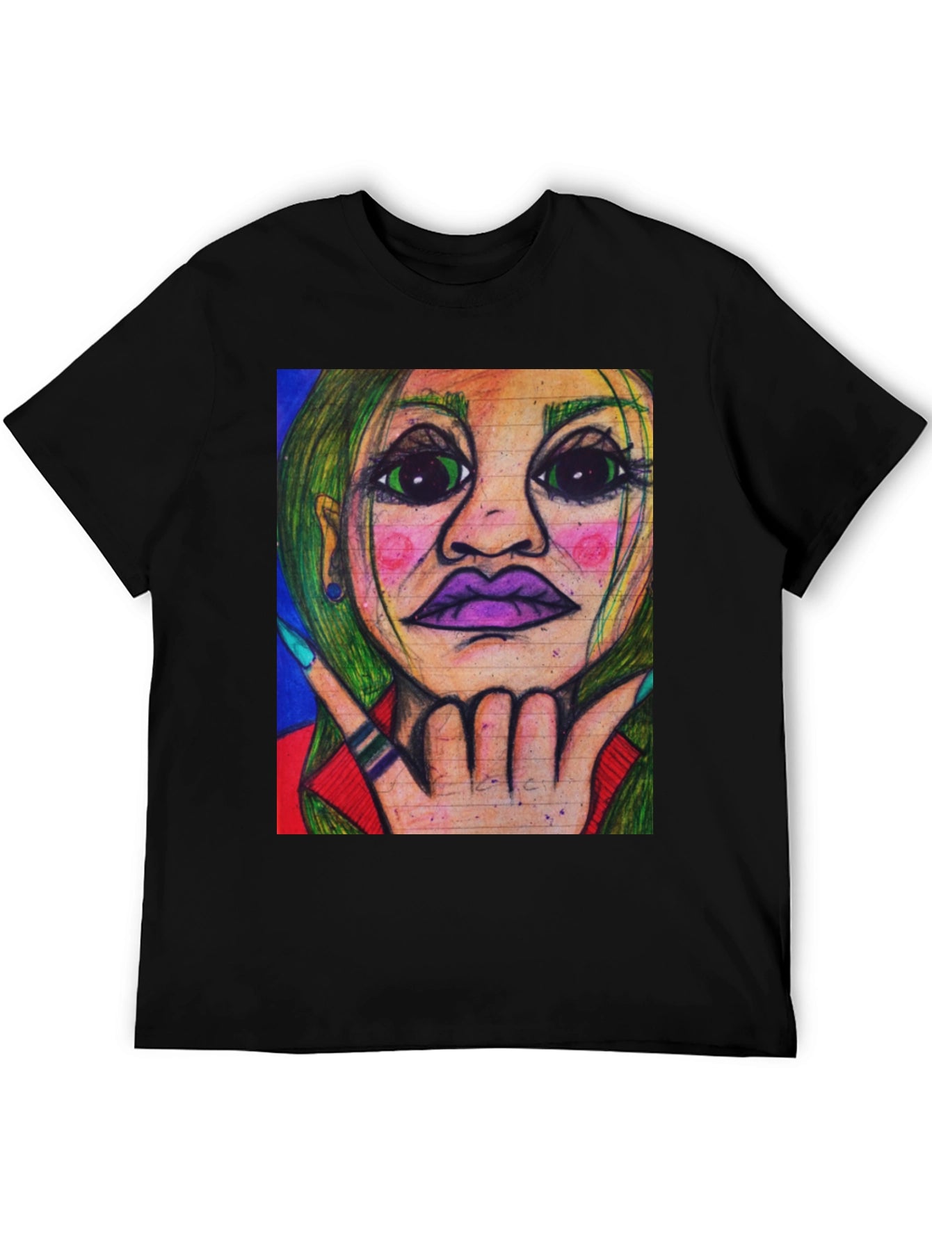 Unique Graphic Art Tee - Vivid Portrait Design