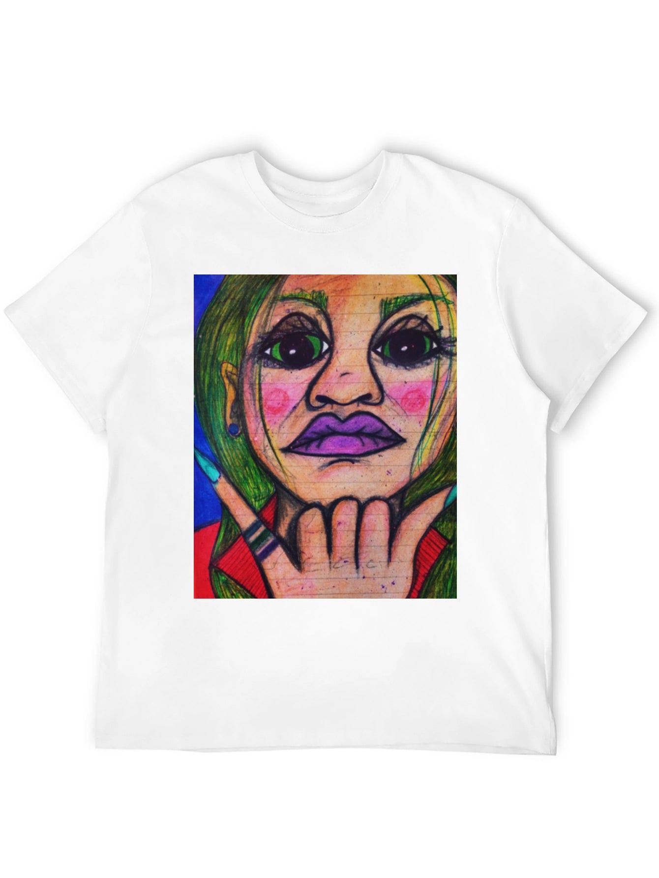 Unique Graphic Art Tee - Vivid Portrait Design
