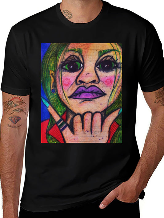 Unique Graphic Art Tee - Vivid Portrait Design