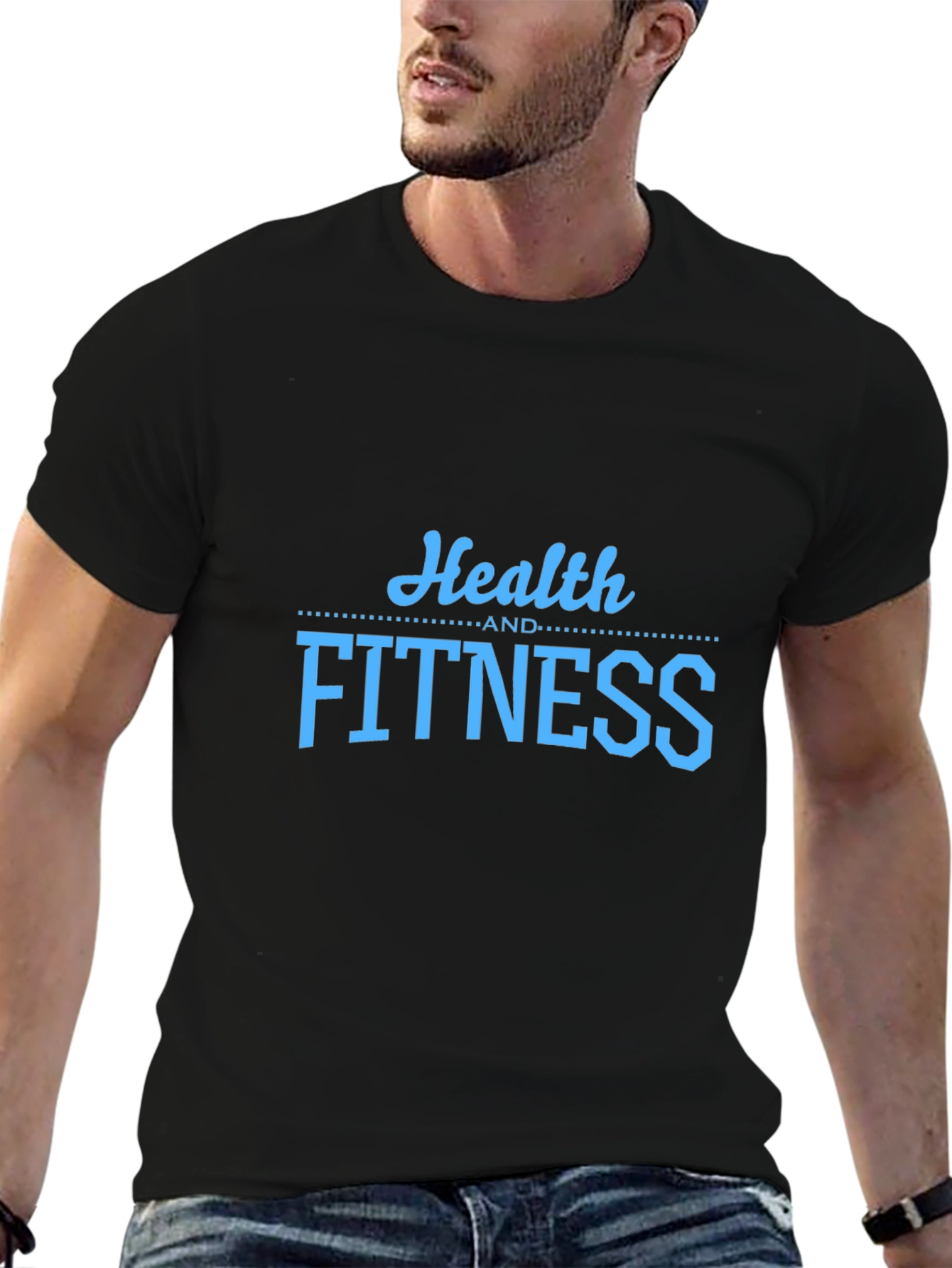 Health and Fitness Graphic T-Shirt - Black