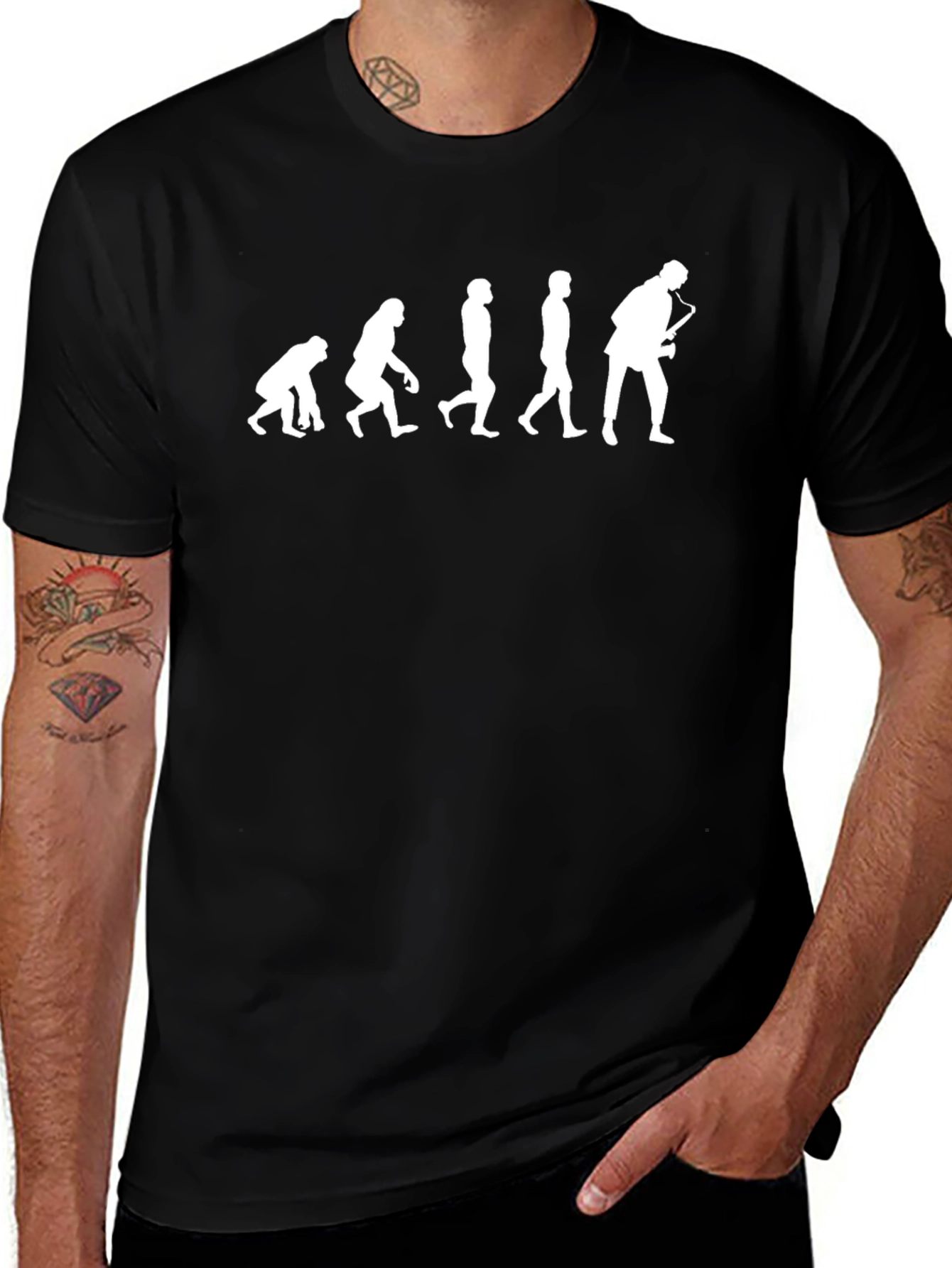 Evolution Saxophone T-Shirt - Black Cotton Tee
