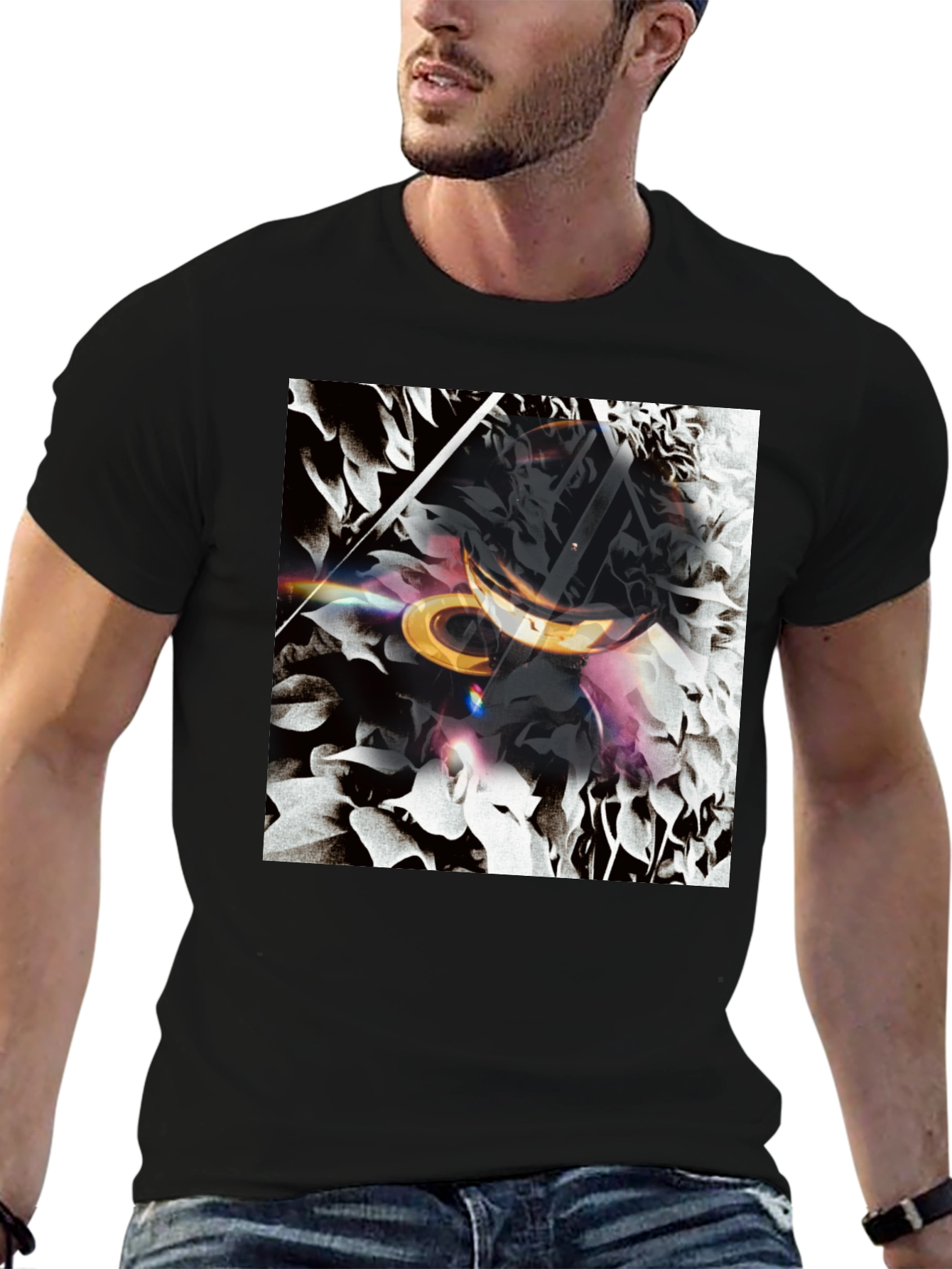 Abstract Graphic Print Black T-Shirt