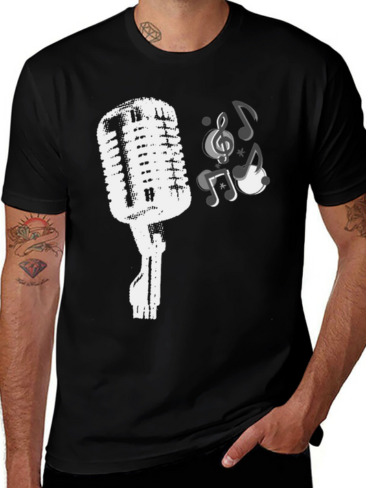 Vintage Microphone Music Lover Graphic T-Shirt