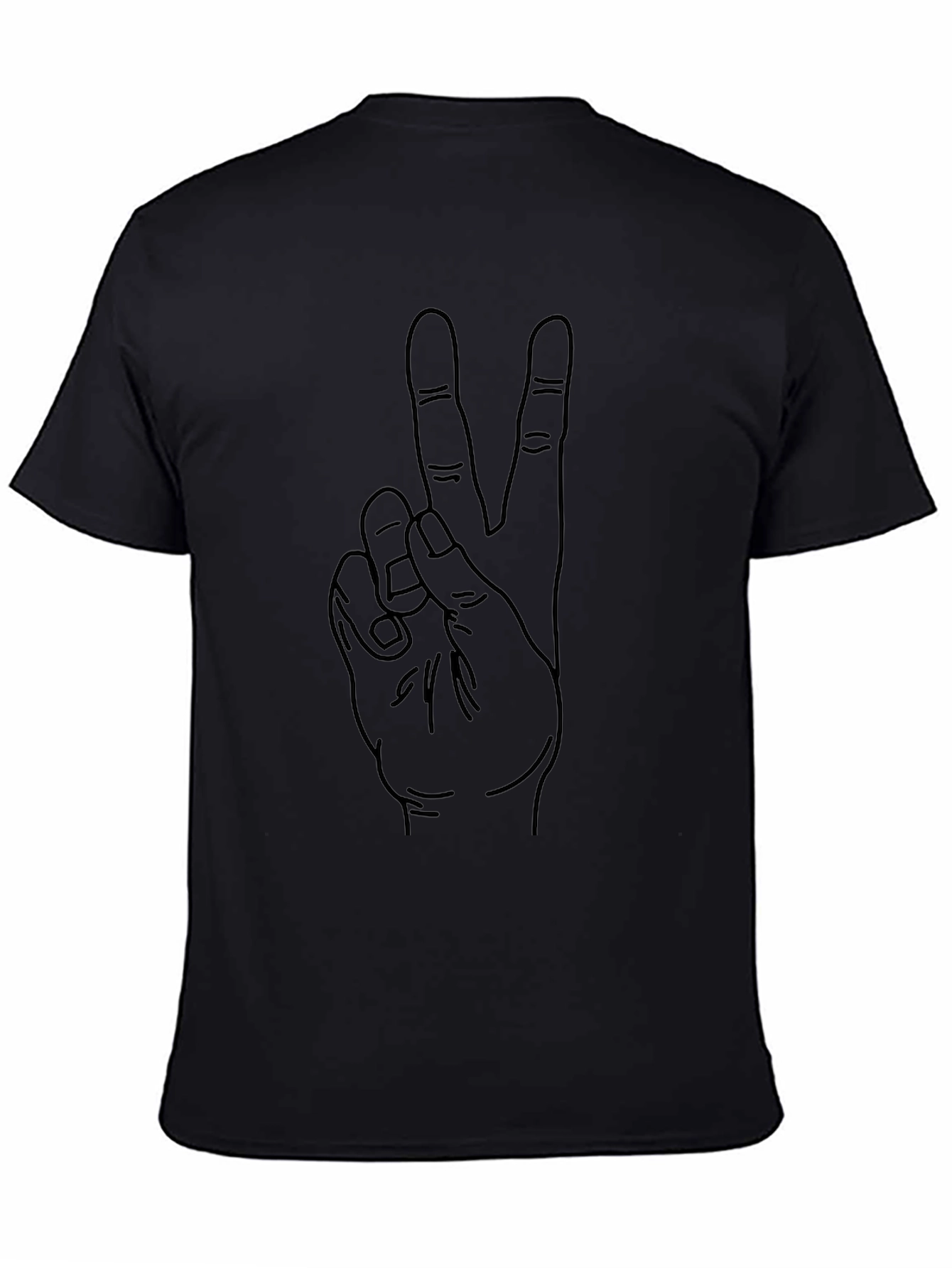 Peace Sign Hand Graphic Black Tee