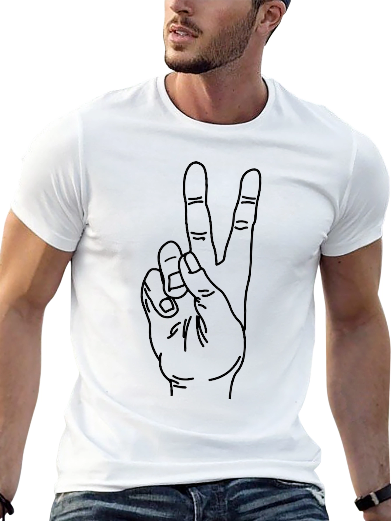 Peace Sign Hand Graphic Black Tee