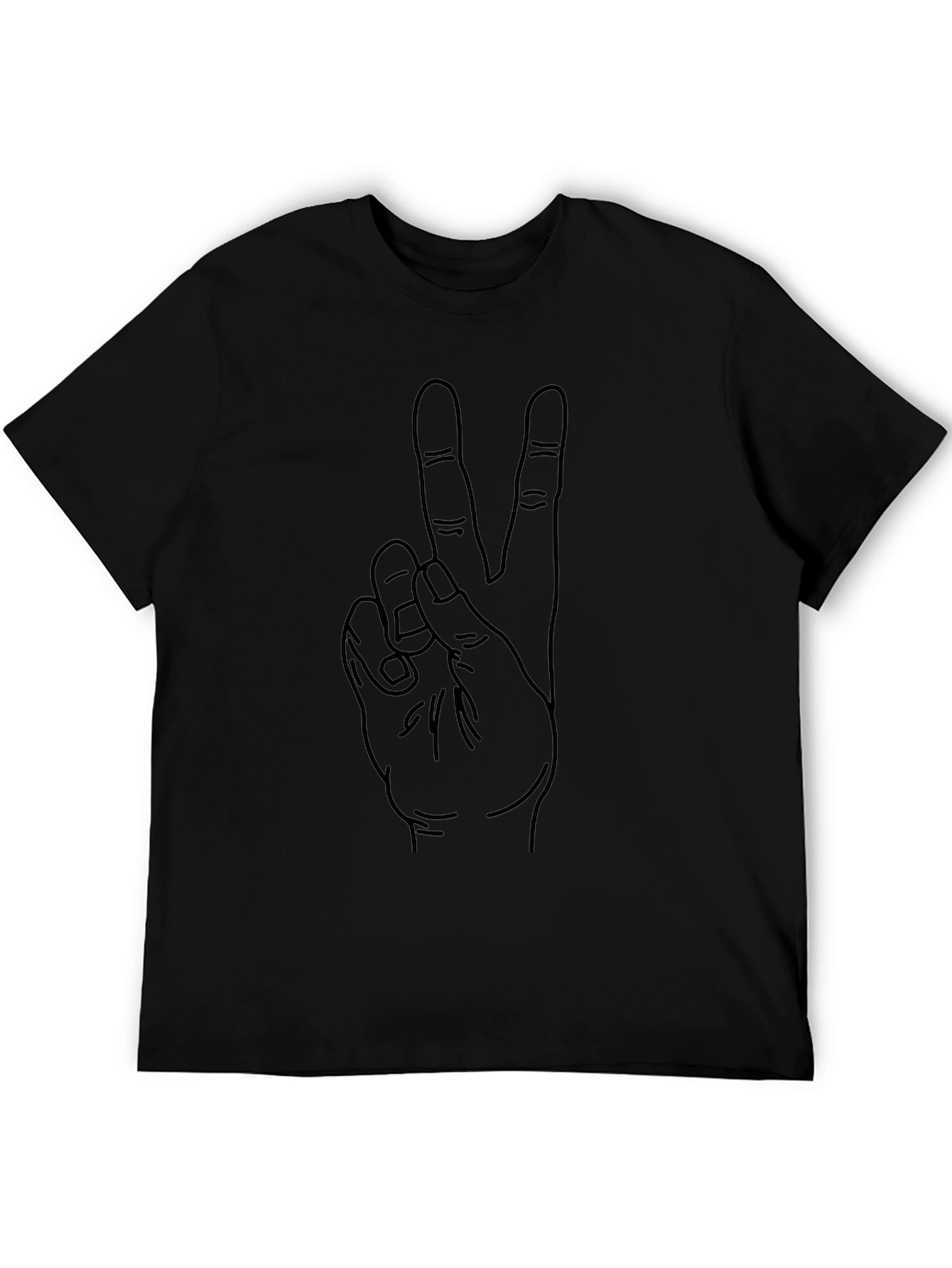 Peace Sign Hand Graphic Black Tee