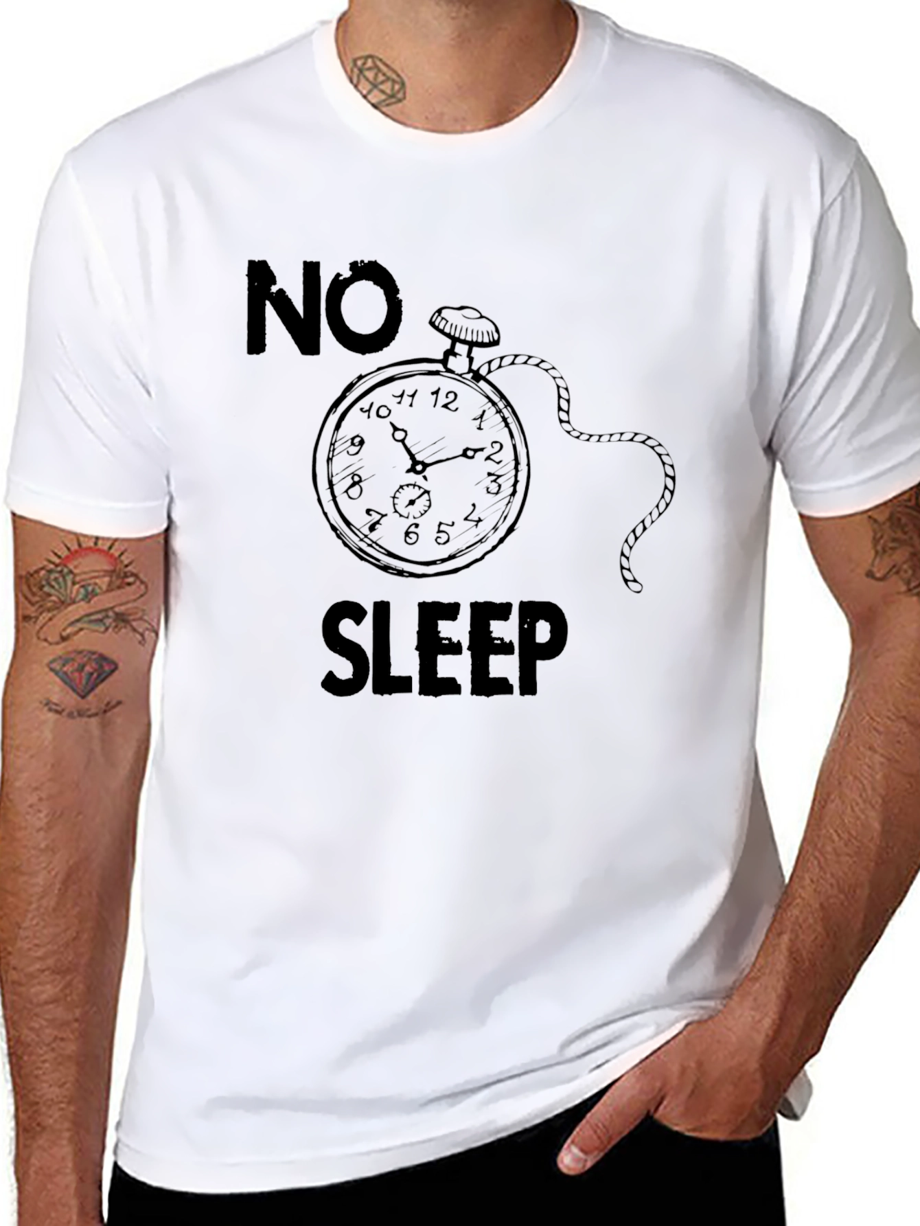 No Sleep Graphic Tee - Black Cotton T-Shirt