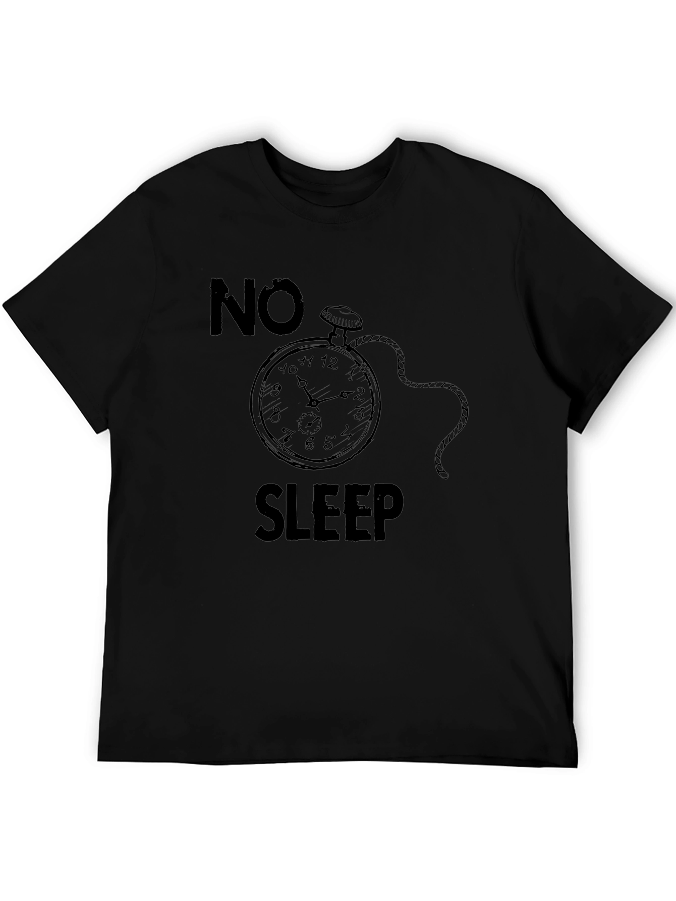 No Sleep Graphic Tee - Black Cotton T-Shirt