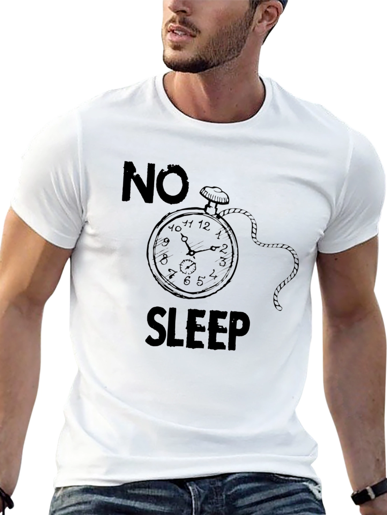 No Sleep Graphic Tee - Black Cotton T-Shirt